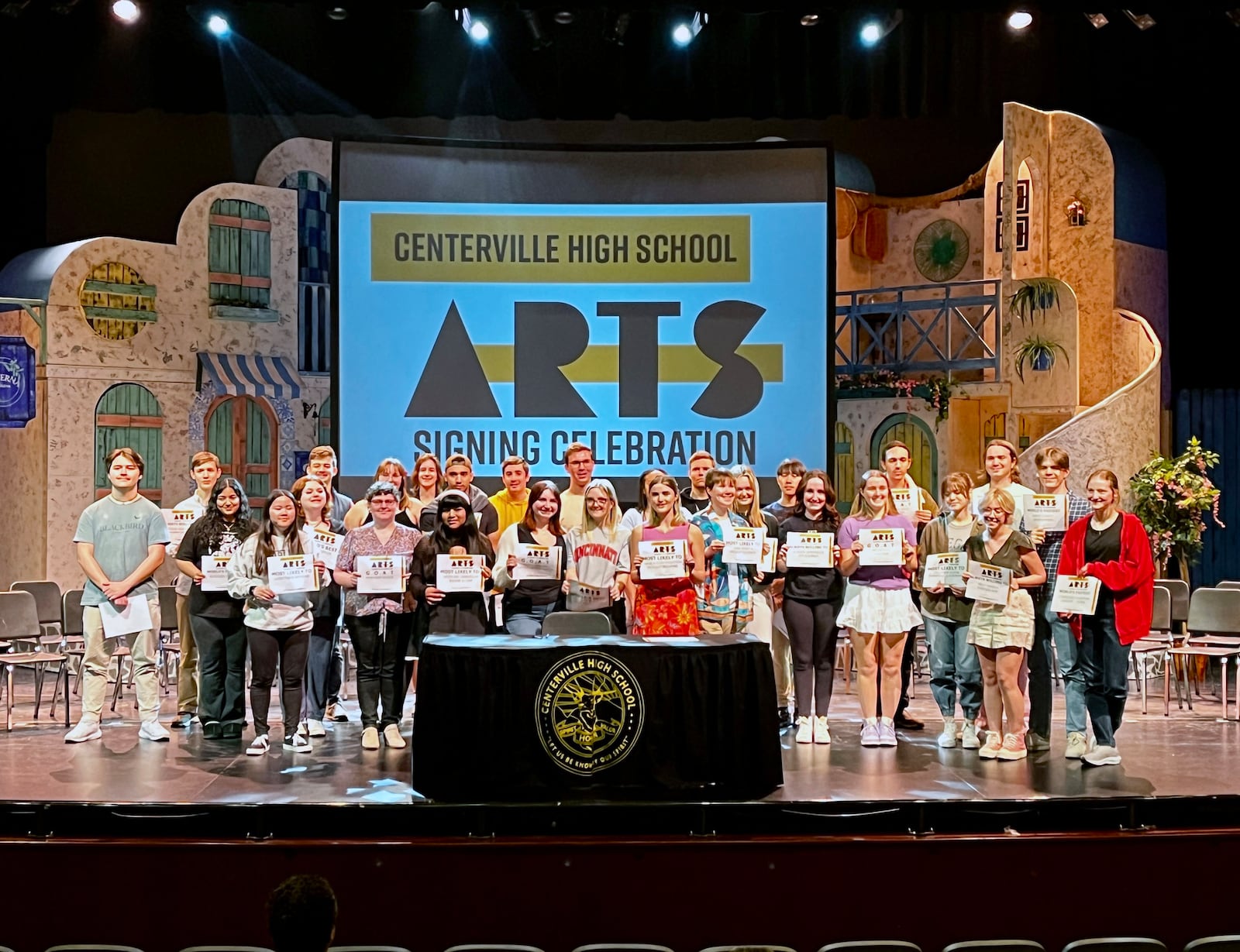 Thirty-three students, along with their teachers, family and friends, participated in an Arts Signing Celebration at Centerville High School on April 23.