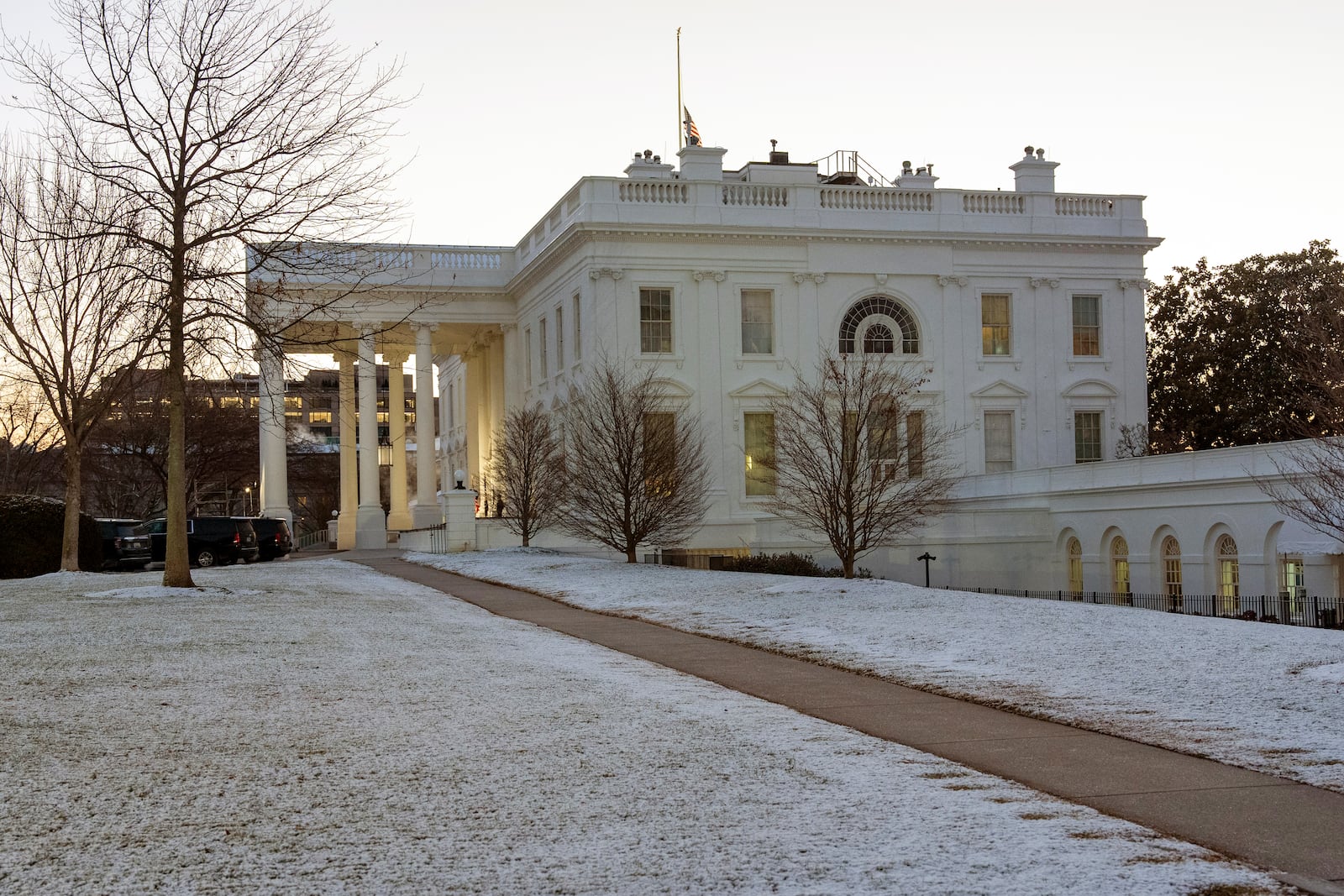 The White House is seen ahead of the inauguration of President-elect Donald Trump, Monday, Jan. 20, 2025, in Washington. (AP Photo/Alex Brandon)