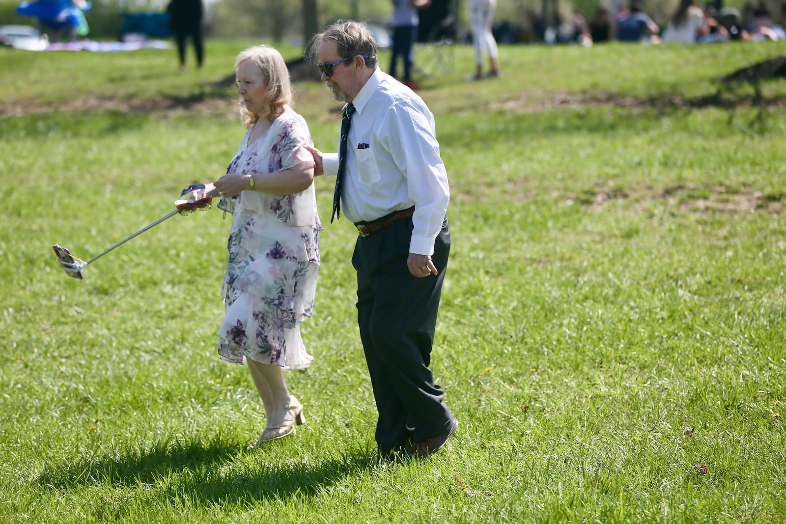 Couples including Corbett and Diane Wilder of Trenton were married or in their case renewed their vows after 20 years during a ceremony at Trenton Community Park held during the total solar eclipse, Monday, April 8, 2024. GREG LYNCH/STAFF