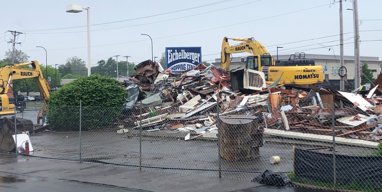 The former Friendly's restaurant on Stroop Road in Kettering was demolished Tuesday, May 16, 2023. JEREMY P. KELLEY / STAFF