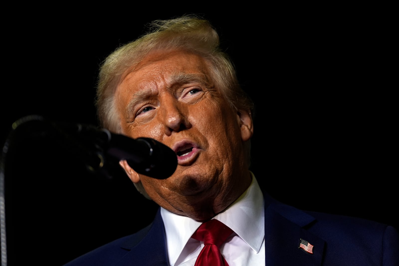 Republican presidential nominee former President Donald Trump speaks at a campaign rally at PPL Center, Tuesday, Oct. 29, 2024, in Allentown, Pa. (AP Photo/Julia Demaree Nikhinson)