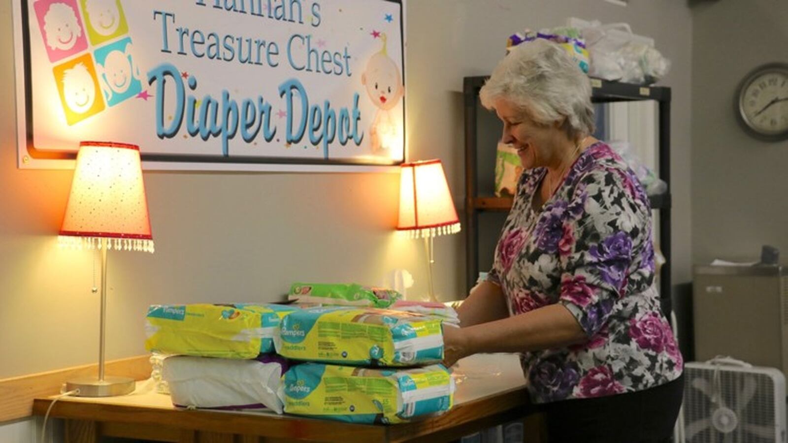 Hannah’s Treasure Chest volunteer Barbara Keelor is known as the Diaper Diva, bundling diapers for distribution to the nonprofit organization’s clients. The organization was honored on Monday by the Washington Township Trustees with an Eclipse Integrity Award. CONTRIBUTED