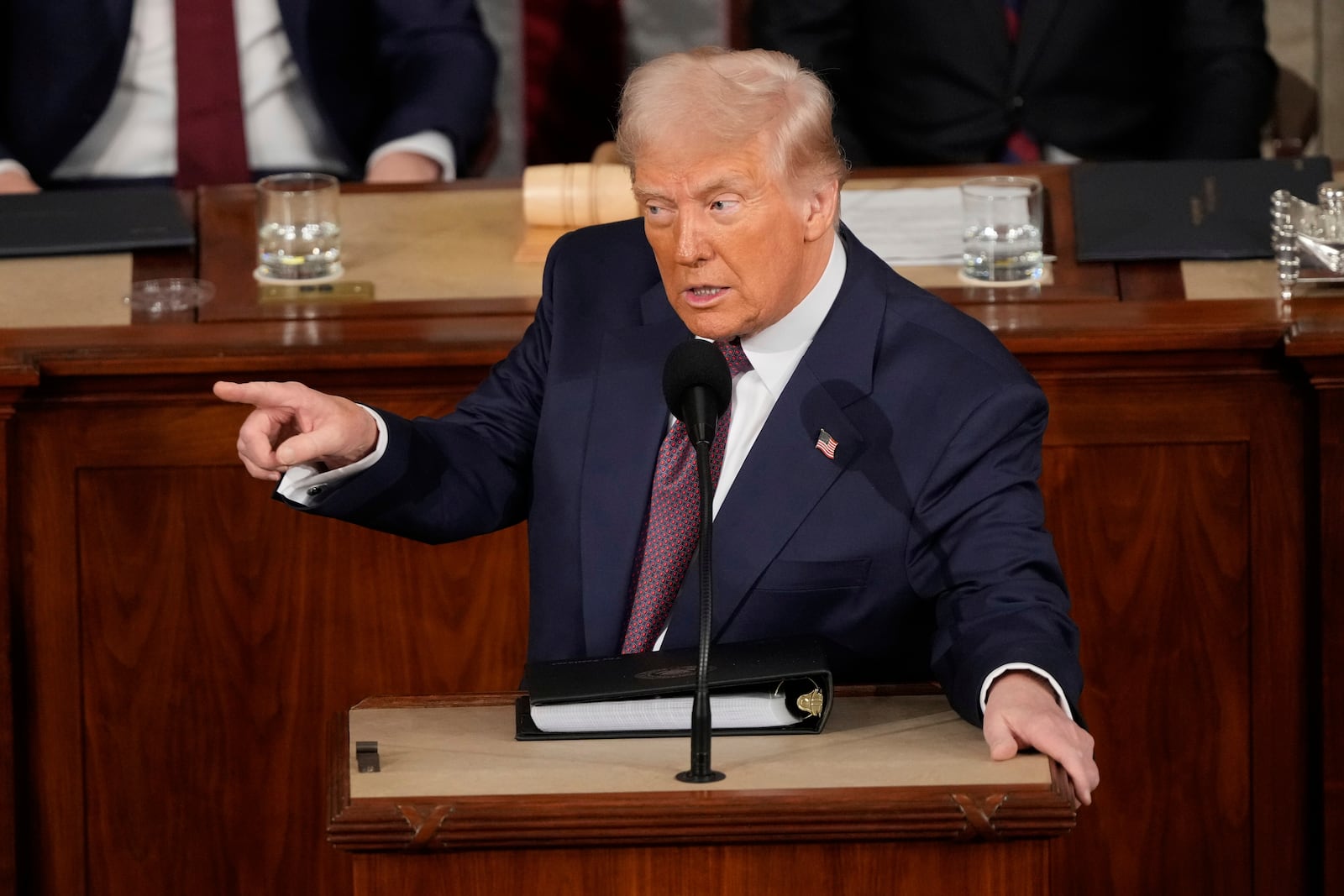 President Donald Trump addresses a joint session of Congress at the Capitol in Washington, Tuesday, March 4, 2025. (AP Photo/Ben Curtis)