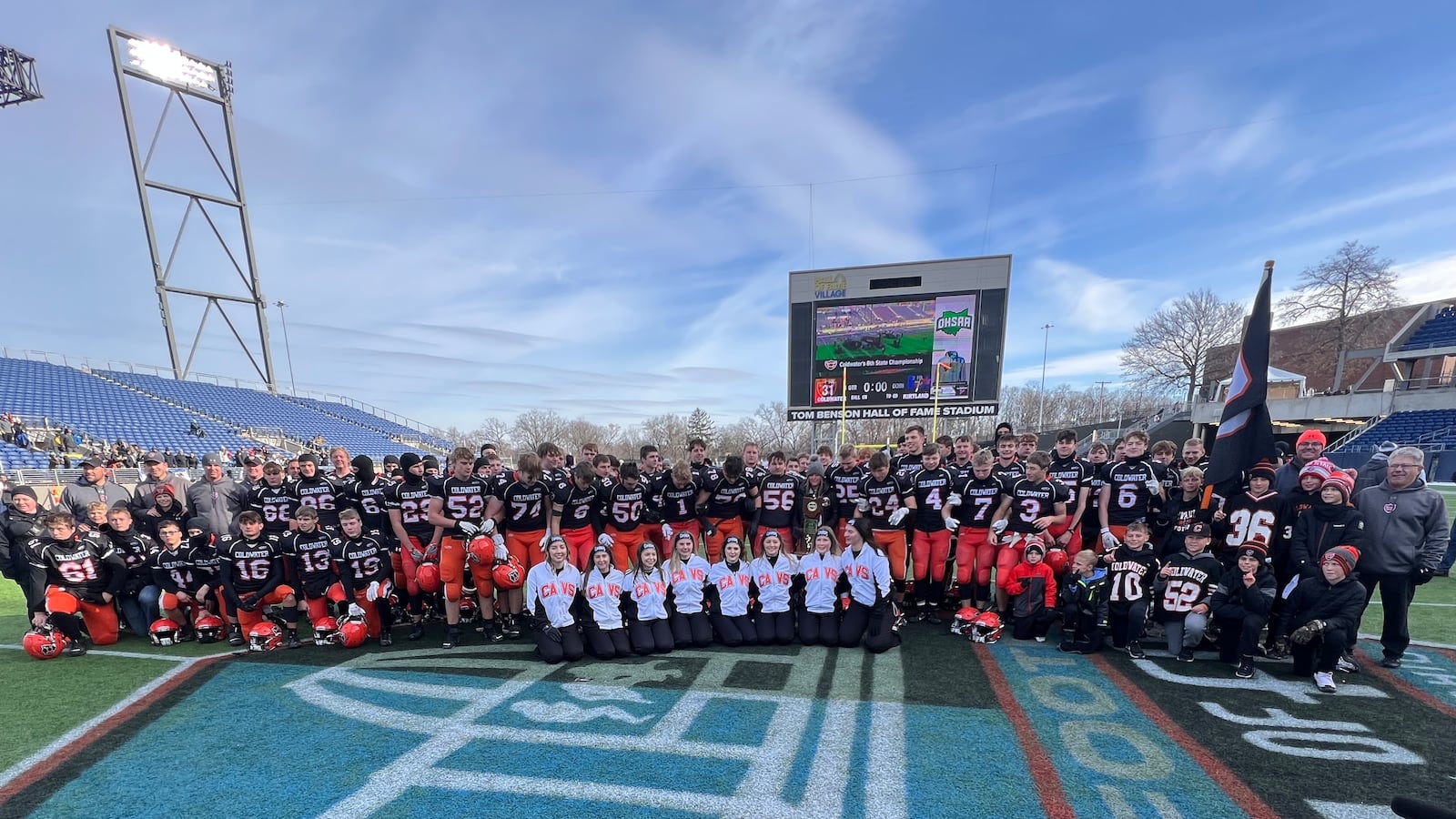 Coldwater won its eighth state football championship Saturday over Kirtland in the DIvision VI title game at Tom Benson Hall of Fame Stadium in Canton. Michael Cooper/CONTRiBUTED