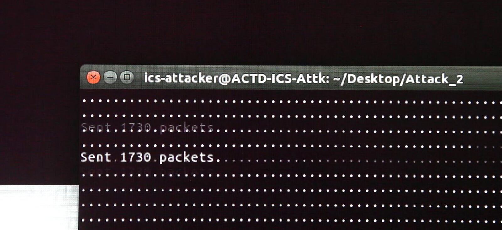 An industrial control hacking script running on a research project at Riverside Research in Beavercreek. TY GREENLEES / STAFF