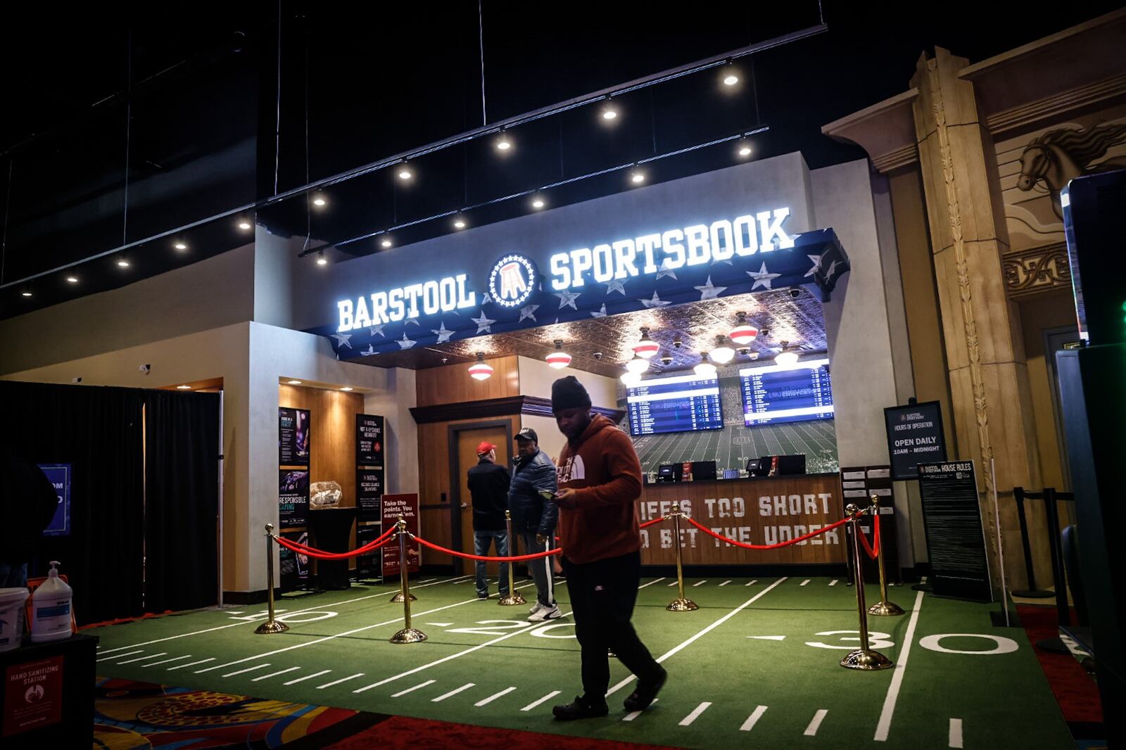 Those wanting to bet on the Super Bowl can wager at the Barstool Sportsbook at Hollywood Gaming at Dayton Raceway. JIM NOELKER/STAFF