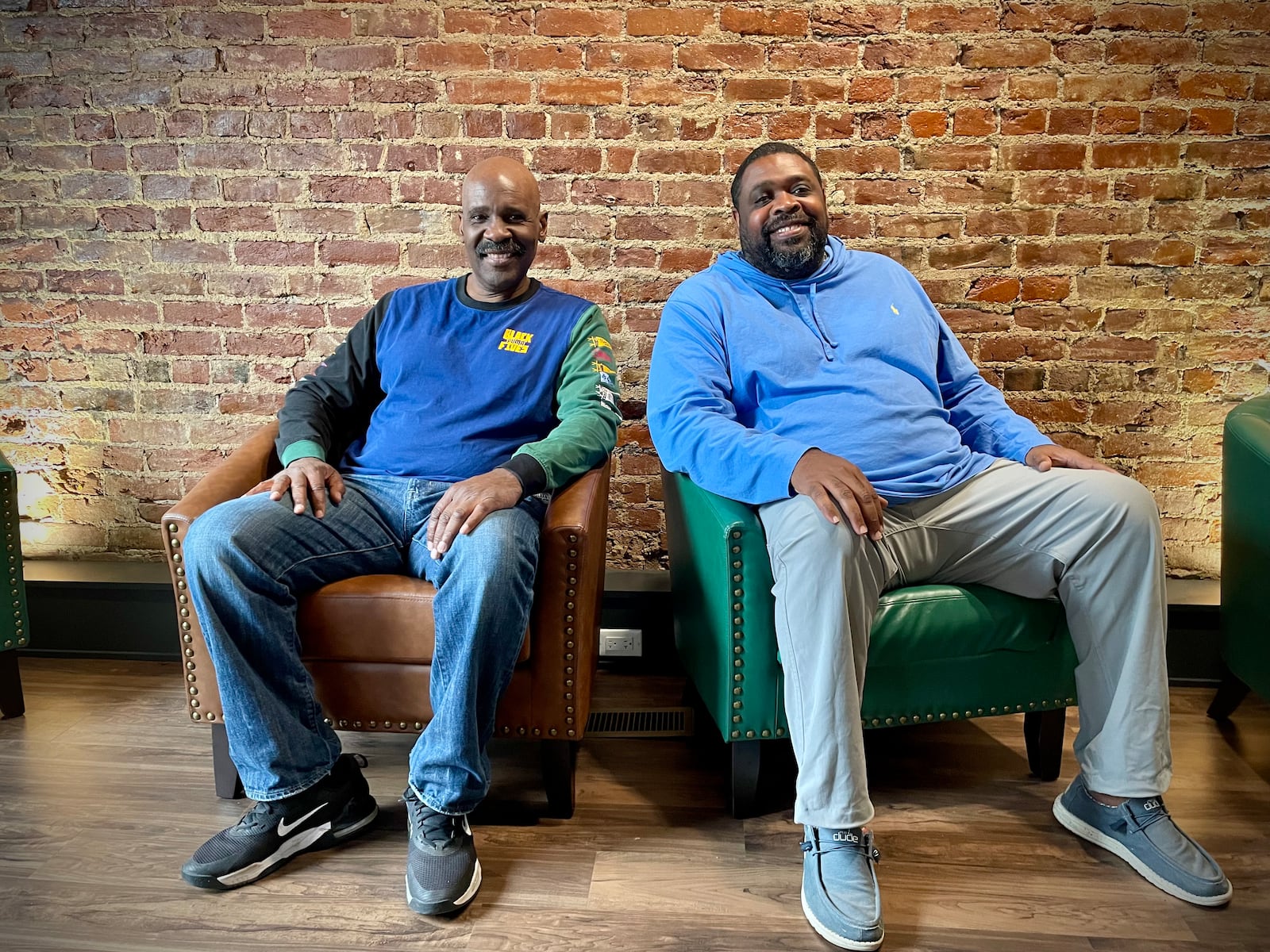 Dallas Webster and Jeff Jackson (left to right), neighbors for 15 years, are investing in their community by opening a cigar shoppe and lounge in Dayton’s Wright Dunbar Business District. NATALIE JONES/STAFF