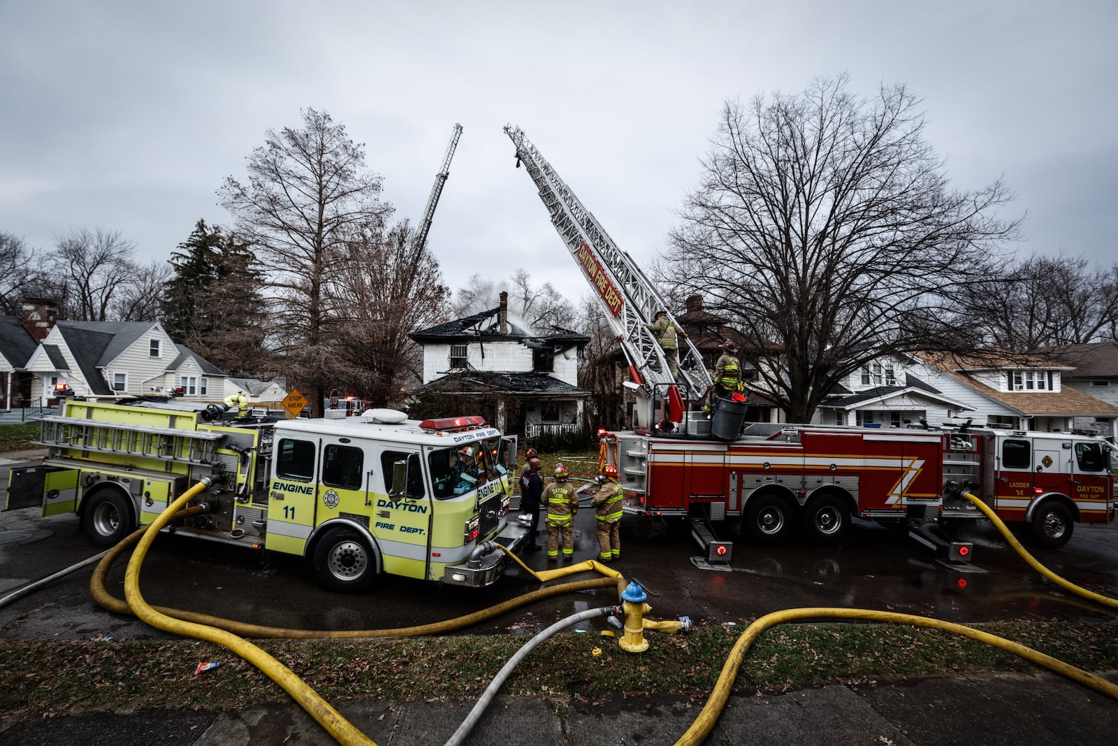 Dayton Fire Department arson investigators responded to a house fire with heavy damage late Friday morning.