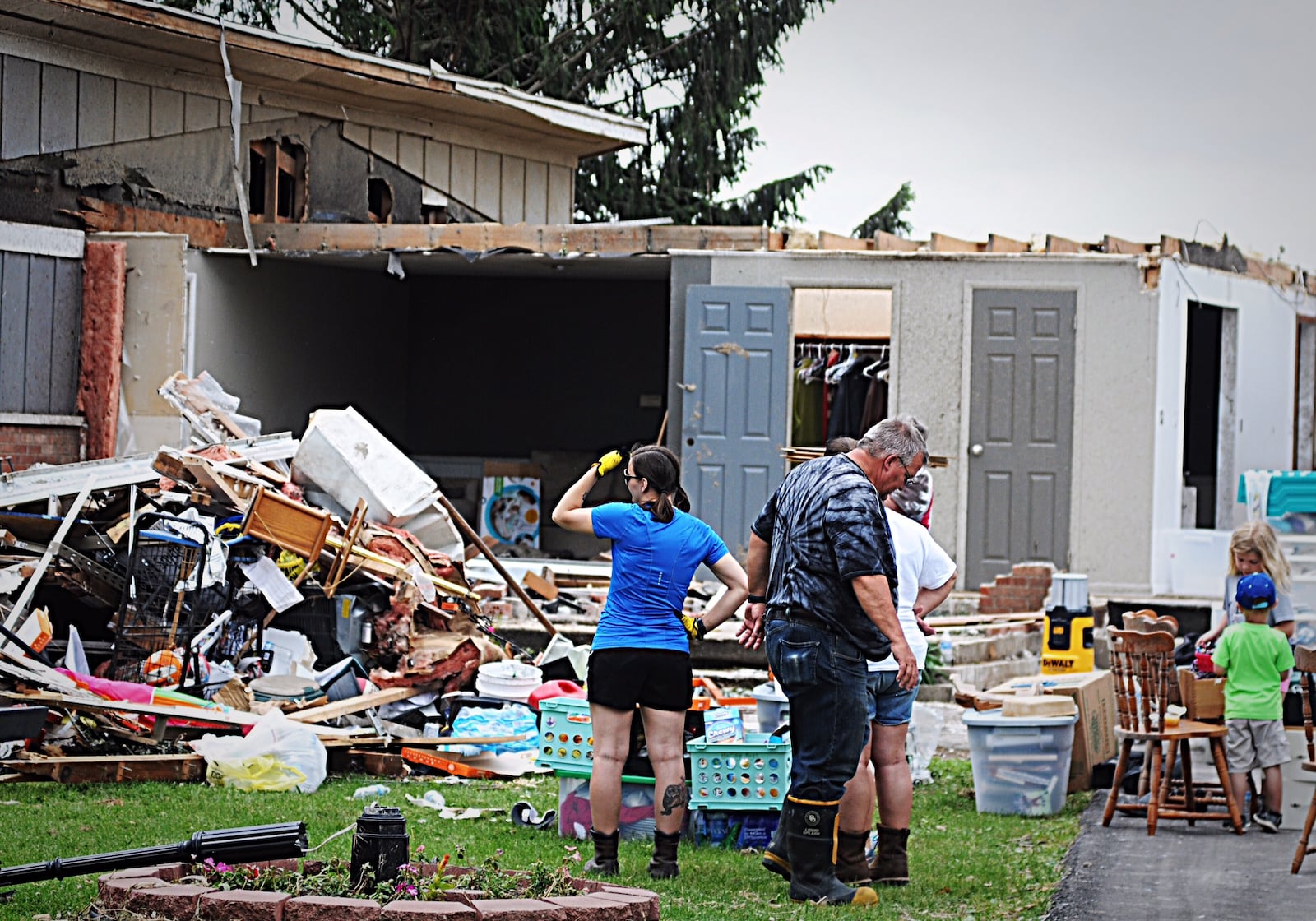 Helping with cleanup in Miami County