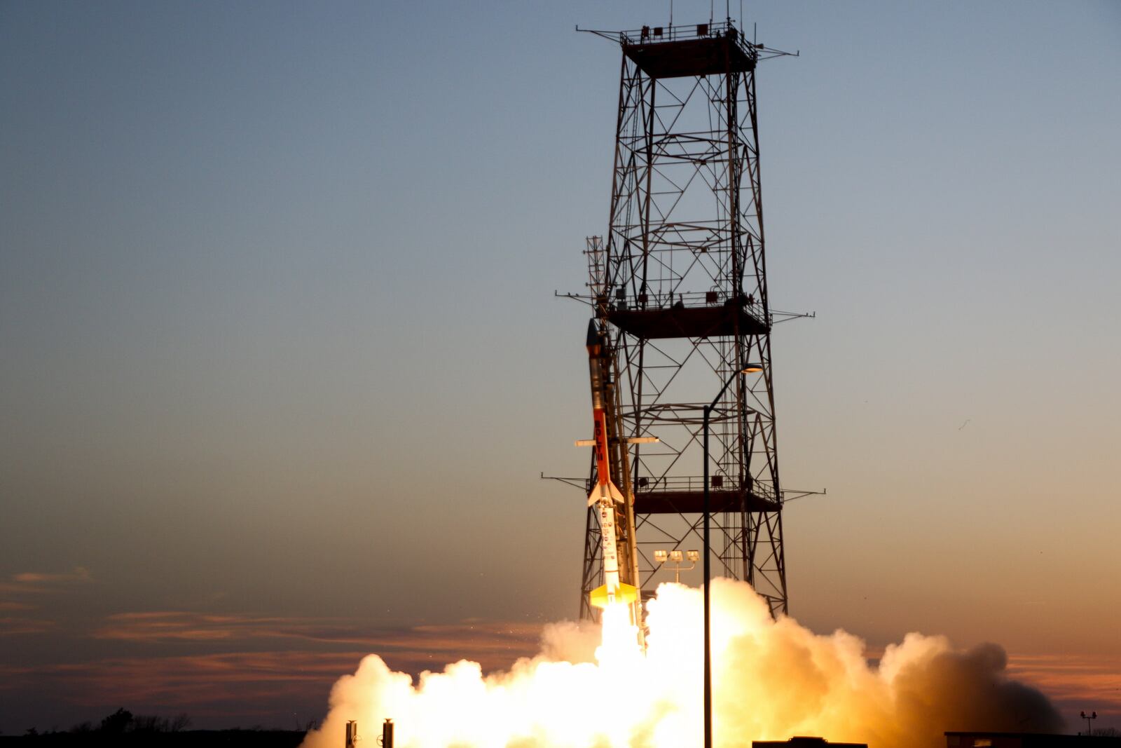 AFRL/AFOSR BOLT II Rocket launching from NASA/Wallops Flight Facility on March 21, 2022. (NASA/Wallops photo/Brian Bonsteel)