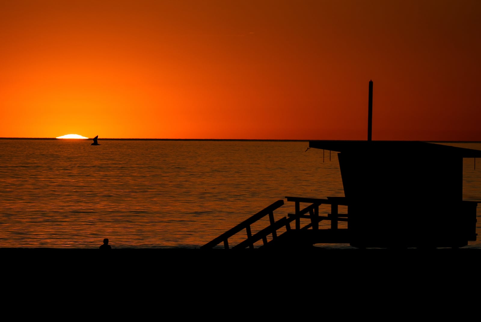 The sun set over the Pacific Ocean as President Donald Trump tours the Palisades Fire zone damage in the Pacific Palisades neighborhood of Los Angeles Friday, Jan. 24, 2025. (AP Photo/Damian Dovarganes)