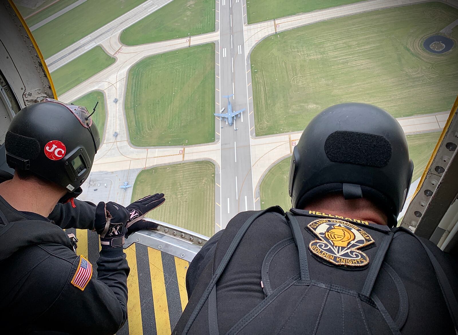 The U.S. Army Golden Knights view before they prepare to jump at the CenterPoint Energy Dayton Air Show Friday July 9, 2021. Sadly the cloud cover was too low for the team to jump. MARSHALL GORBY\STAFF