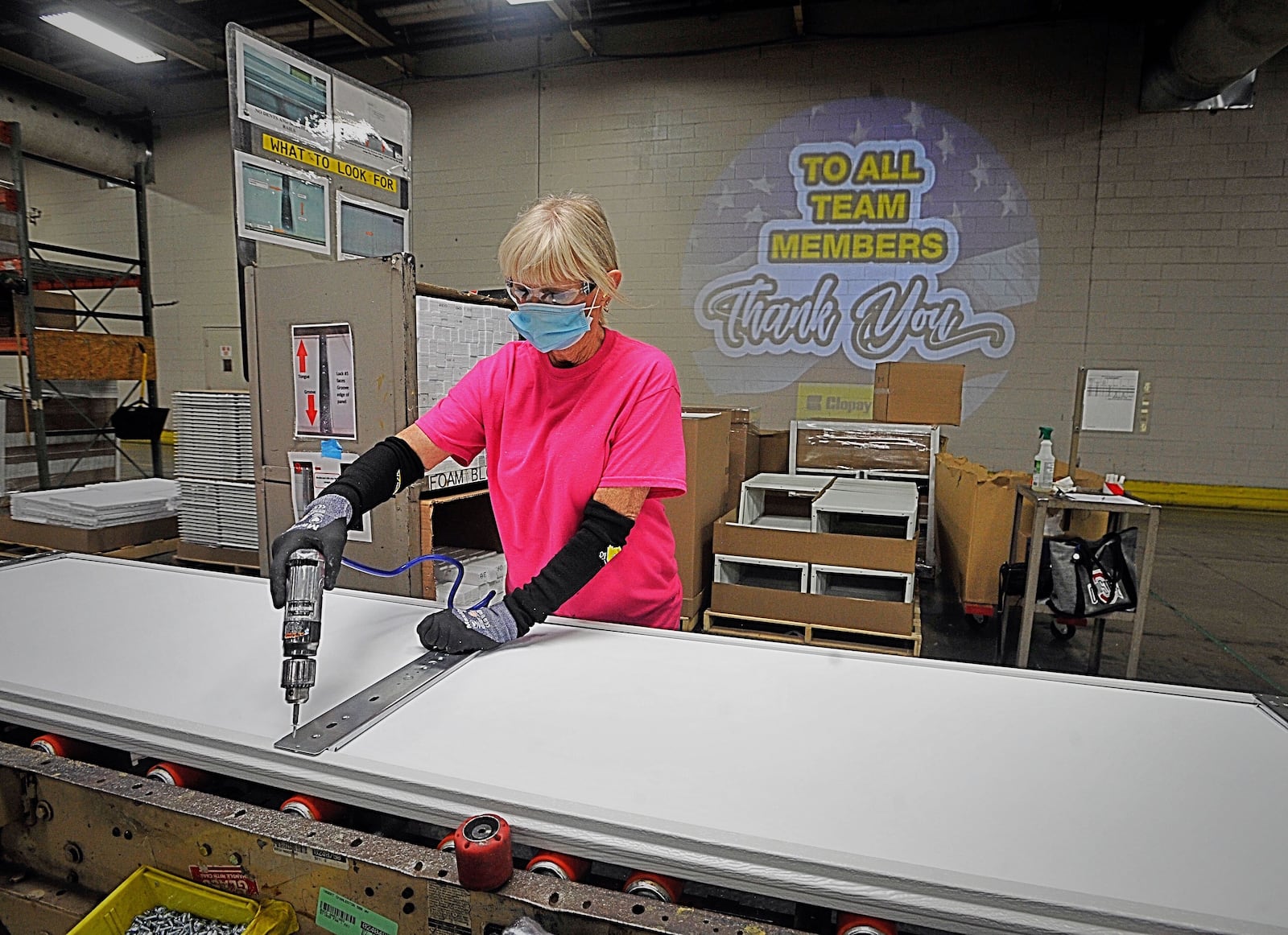 Inside the Clopay plant in Troy. The company is one of leaders in the making of garage doors.