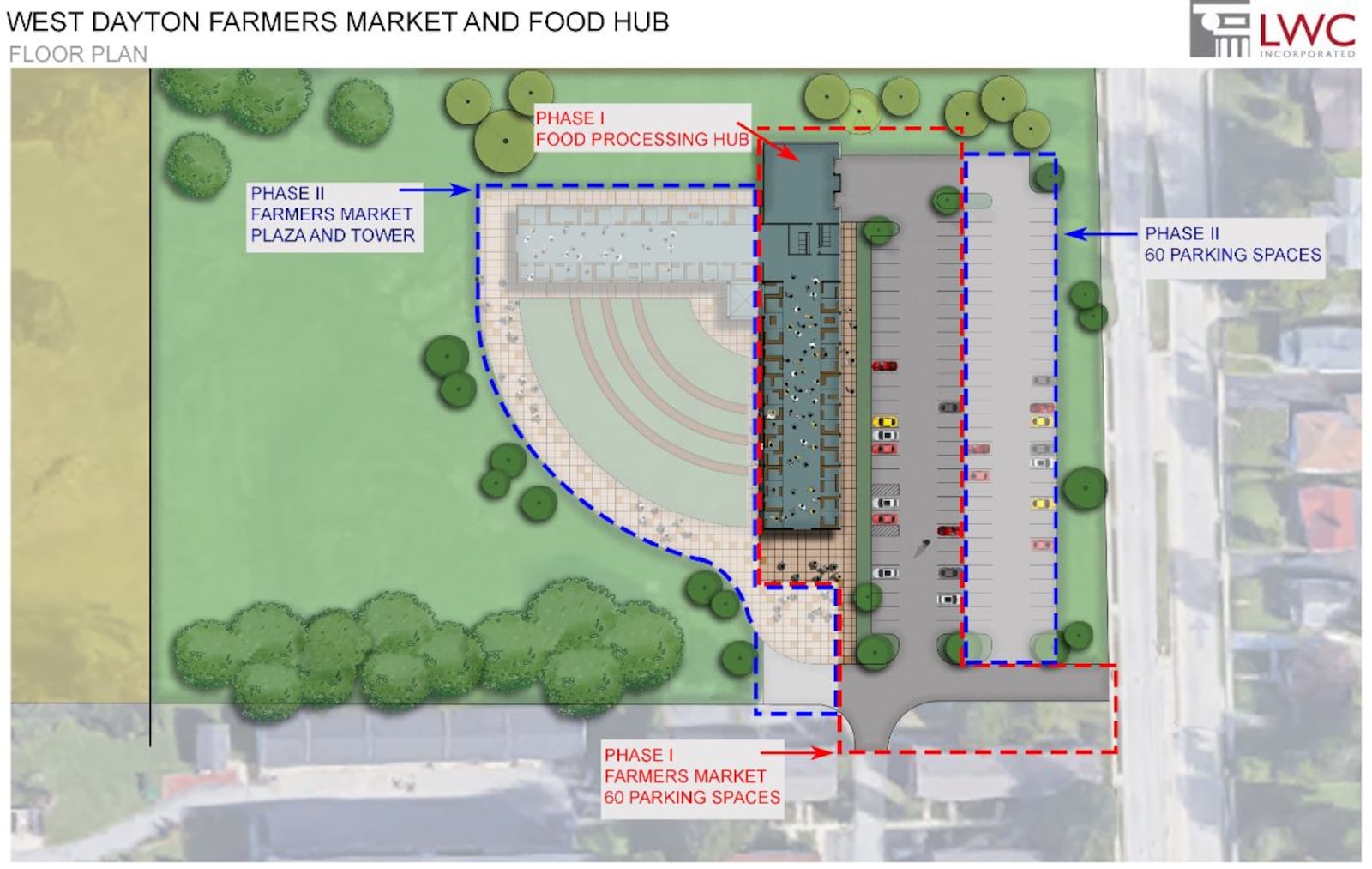 A preliminary concept plan for Homefull's plans for West Dayton farmer's market and food hub. CONTRIBUTED