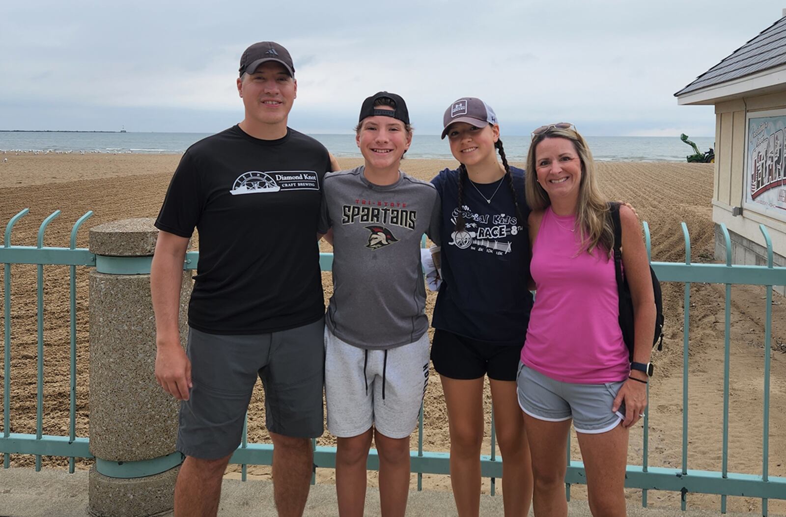 The Sandness family at Cedar Point in Sandusky, Ohio. From left: Col. Pete Sandness, Tyler, Maren, and Col. Polly Sandness. (Courtesy photo).