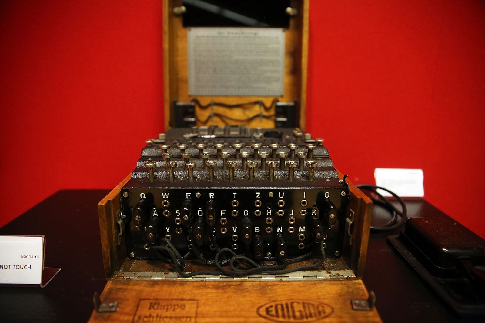  A  World War II M4 Enigma cipher machine, similar to this one, will be auctioned off at Christie’s in New York City.   (Photo by Spencer Platt/Getty Images)