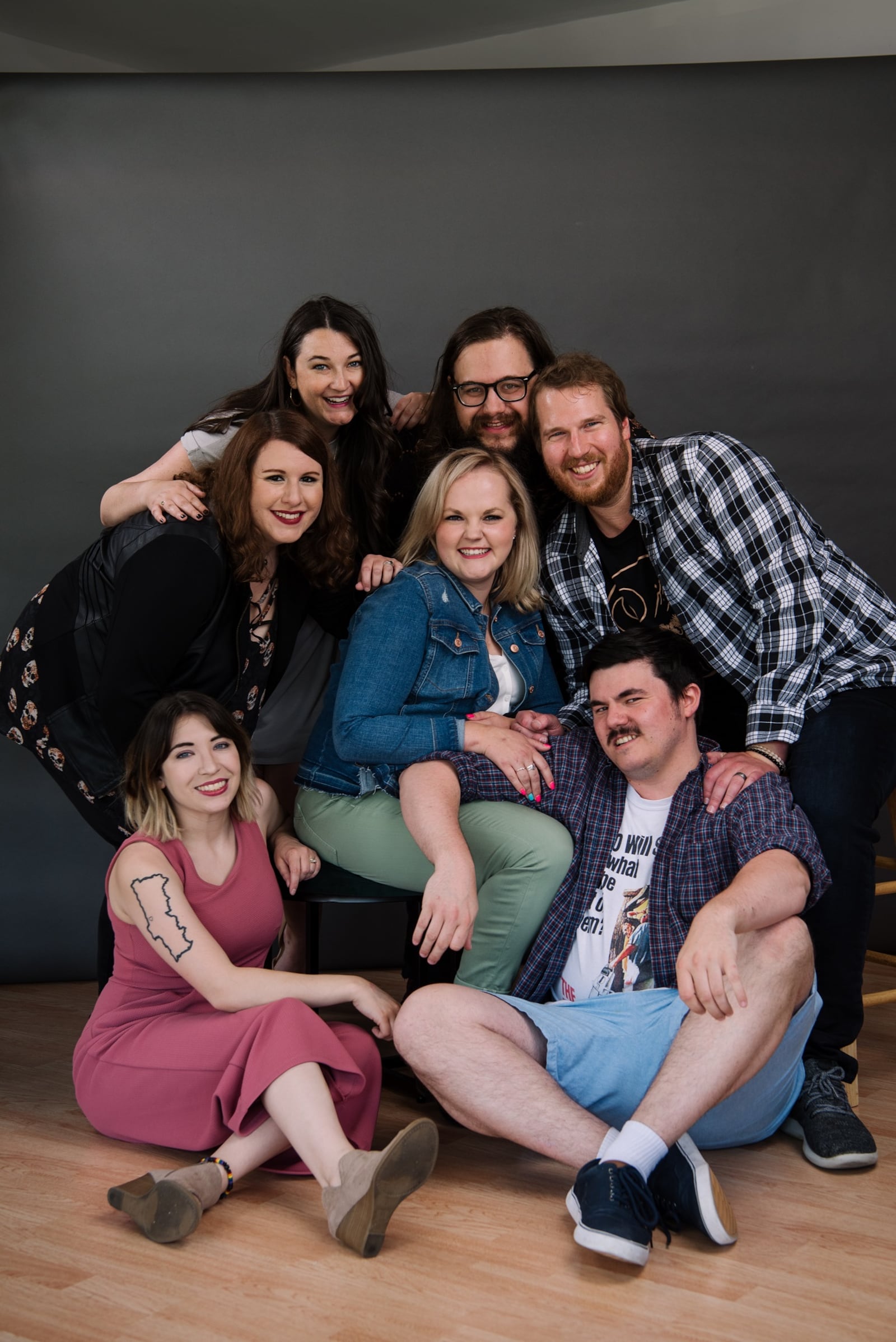 The Nerve's resident artists are (back row) Rae Buchanan, Skyler McNeely, Chris Hahn, (middle row) Jenna Valyn, Kaleigh-Brooke Scheiding, (front row) Jenna Gomes-De Gruy and A.J. Breslin. CONTRIBUTED/KNACK VIDEO + PHOTO