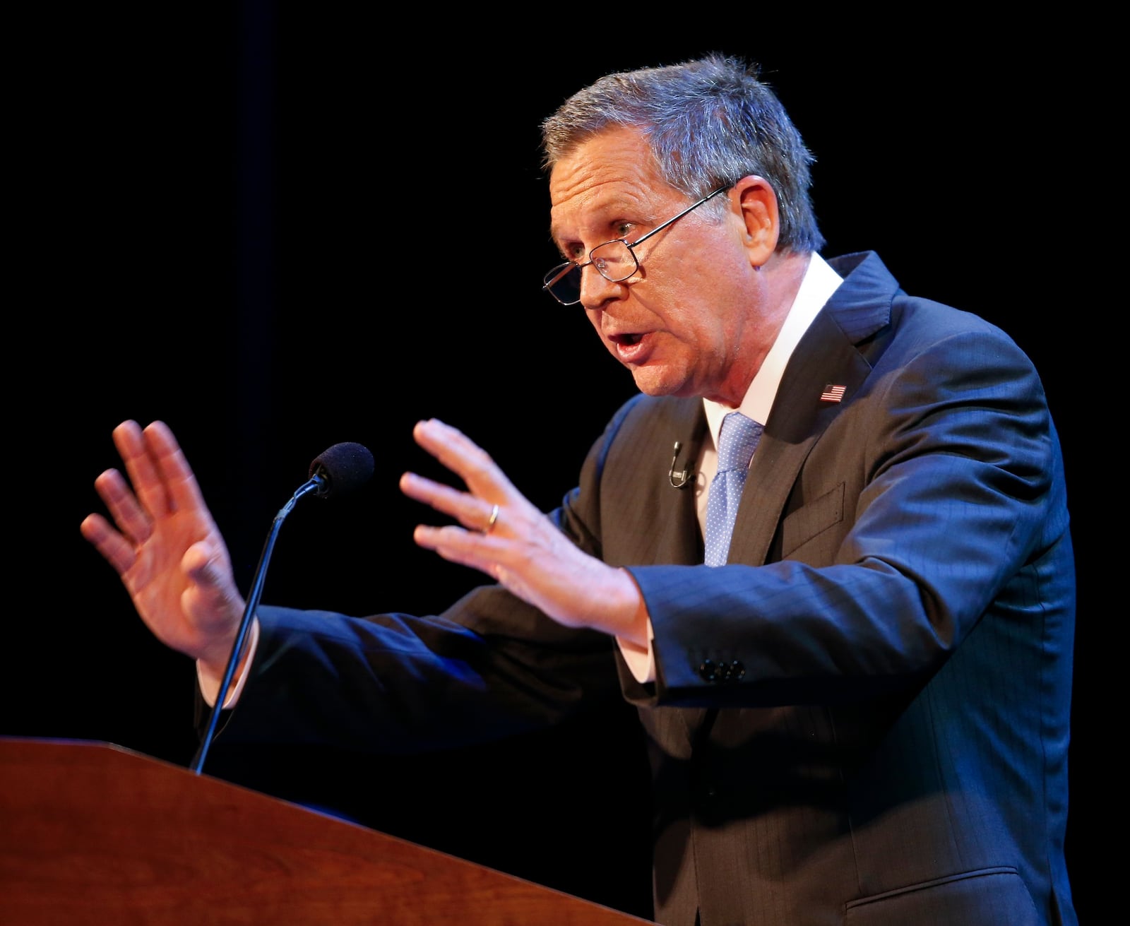 Ohio Gov. John Kasich delivers his State of the State address at the Sandusky State Theatre, Tuesday, April 4, 2017, in Sandusky, Ohio. (AP Photo/Ron Schwane)