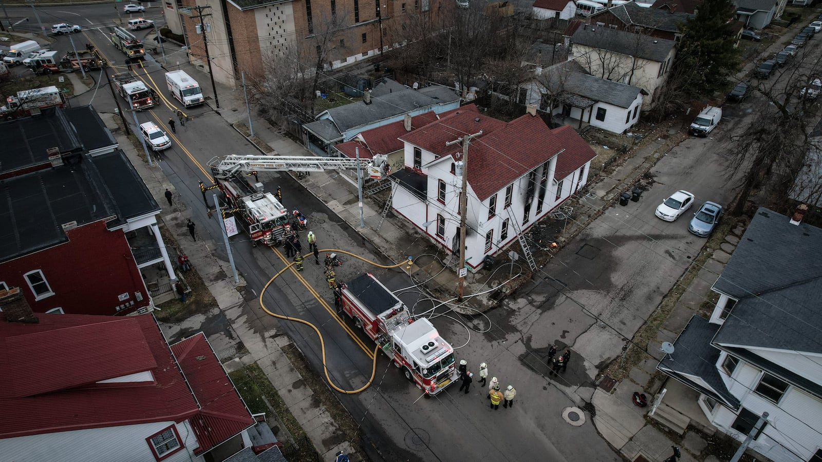 At least one person was killed Wednesday afternoon, Jan. 19, 2022, in a house fire in the 100 block of Xenia Avenue in Dayton. JIM NOELKER/STAFF