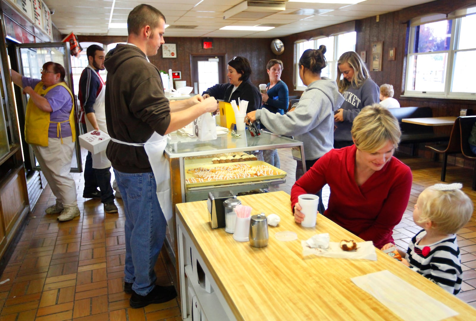 Bill's Donut Shop, 268 N. Main St. Centerville serves customers during morning business hours. The shop also ships doughnuts across the country and to troops overseas. Staff file photo by Jim Witmer