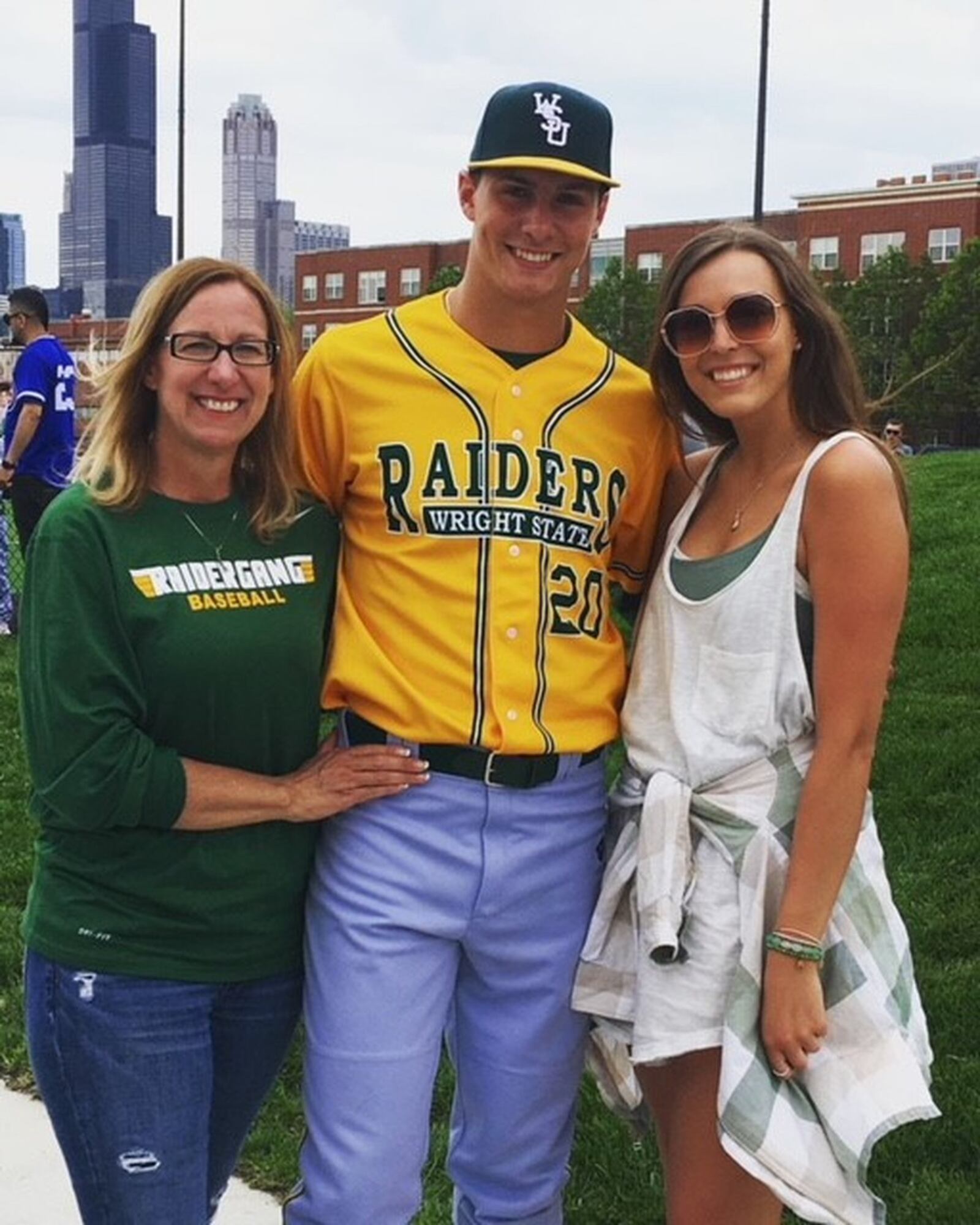 Wright State’s Ryan Weiss with his mother, Barbara, and sister, Rachel. CONTRIBUTED