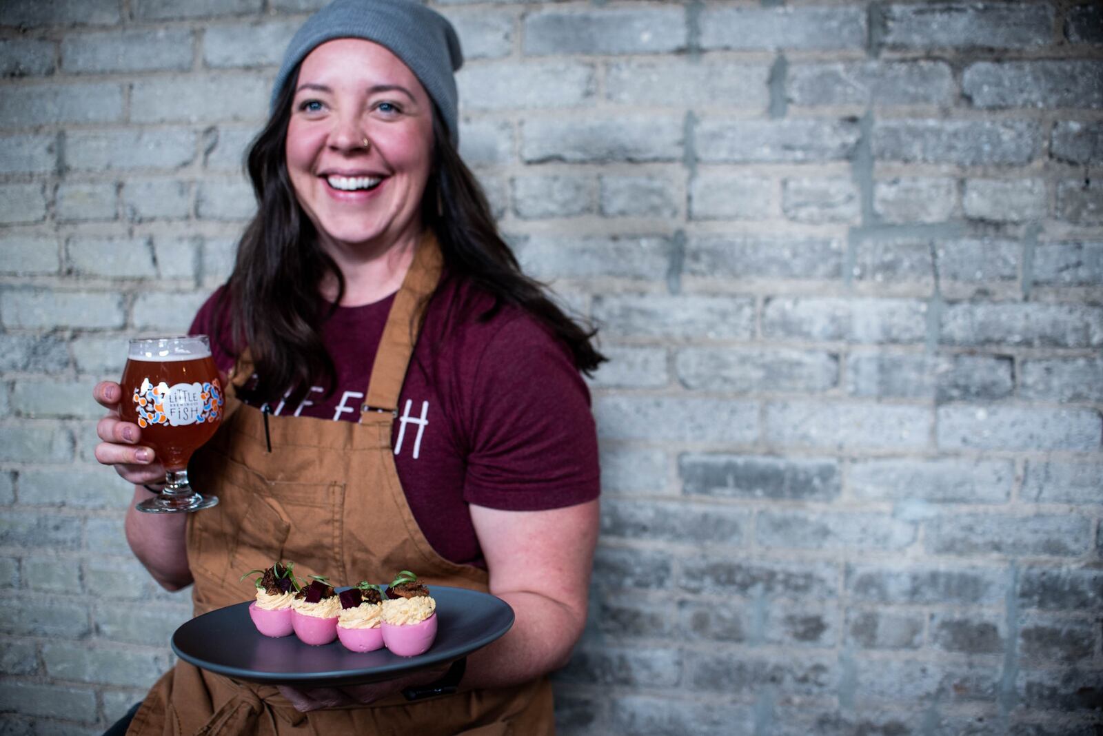 Executive Chef Becky Clark of Little Fish Brewing Co. was named a  James Beard Foundation 2023 Restaurant and Chef Awards Semifinalist for the Greater Lakes Region (Photo Credit: Sarah Blankemeyer).