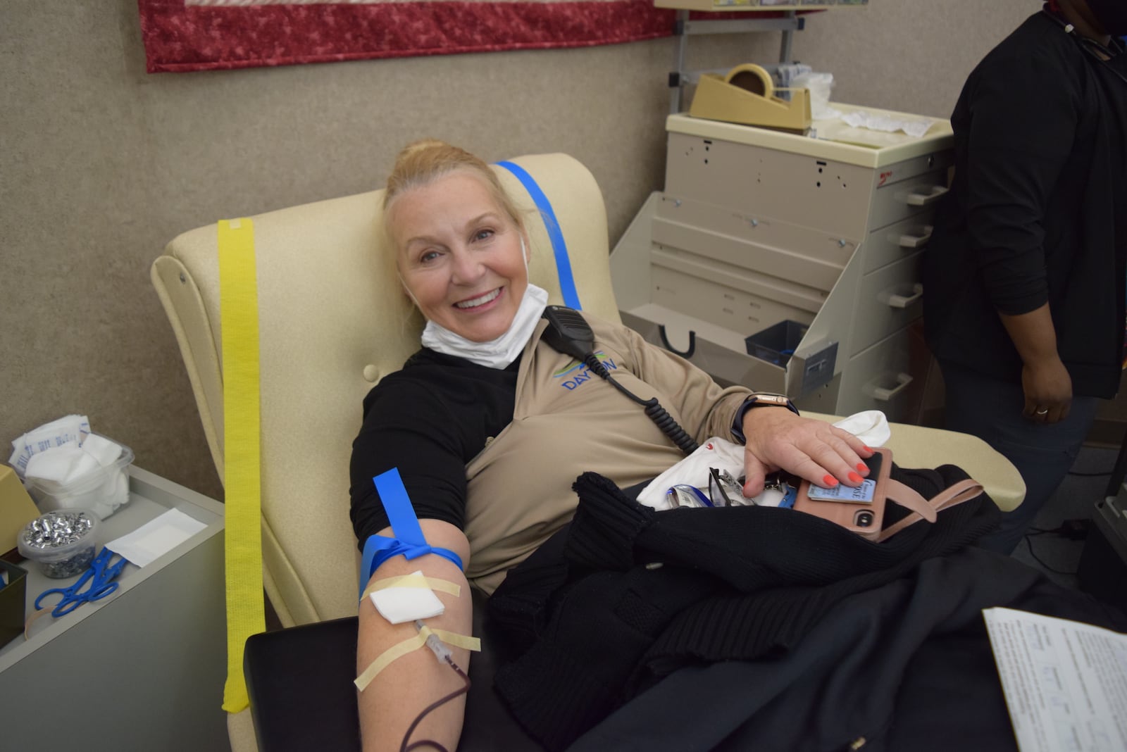 Doris Teegarden, a Dayton Police Department Parking Division “meter maid” stops in to donate blood. “I was due. I just know they needed more O-positive.” CONTRIBUTED