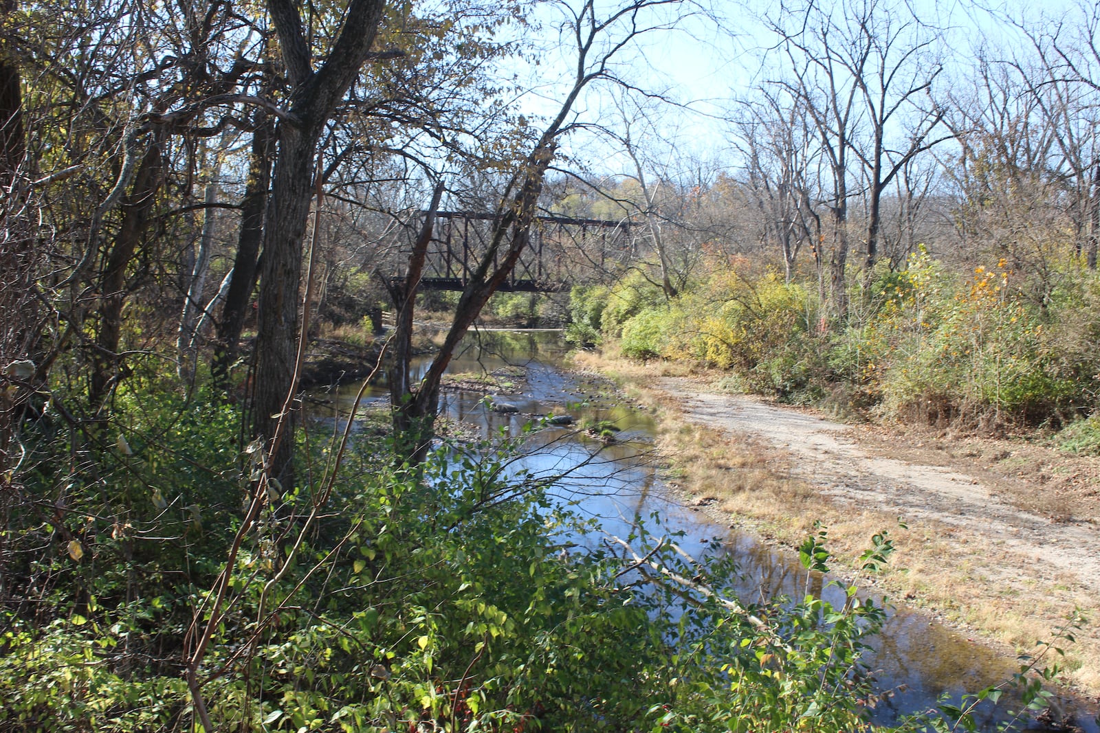 Wolf Creek near Wesleyan MetroPark in northwest Dayton. Dayton is seeking a company to complete a stream restoration project for the creek. CORNELIUS FROLIK / STAFF