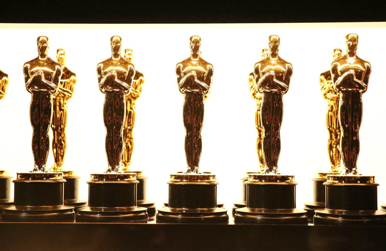 FILE - Oscar statuettes appear backstage at the Oscars in Los Angeles on Feb. 26, 2017. (Photo by Matt Sayles/Invision/AP, File)