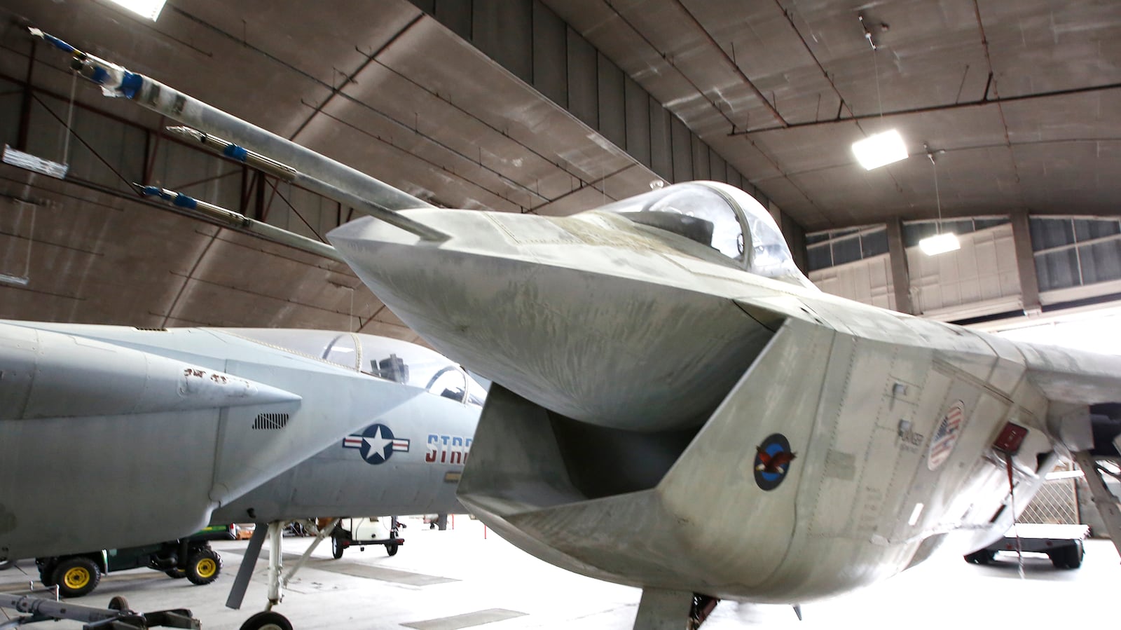 The large and cartoonish looking air intake on the front of the Boeing X-32A Joint Strike Fighter was necessary to feed a very air-hungry engine in slow or hover flight of its short take-off, vertical landing X-35B variant.  TY GREENLEES / STAFF