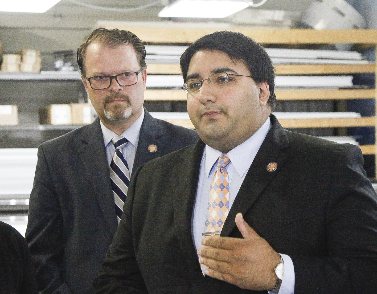 State legislators, Rep. Niraj Antani, R-Miamisburg, right, and Rep. J. Todd Smith, R-Jackson Twp. CHRIS STEWART / STAFF