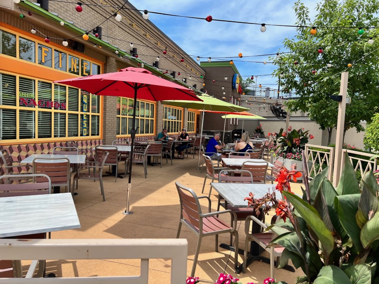 The patio at Chuy's at the Mall at Fairfield Commons offers lush plantings on the perimeter and the most inviting appointments.