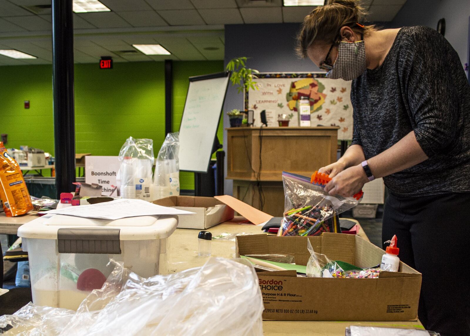 Boonshoft Museum staffers assemble “Camp in a Box.” CONTRIBUTED