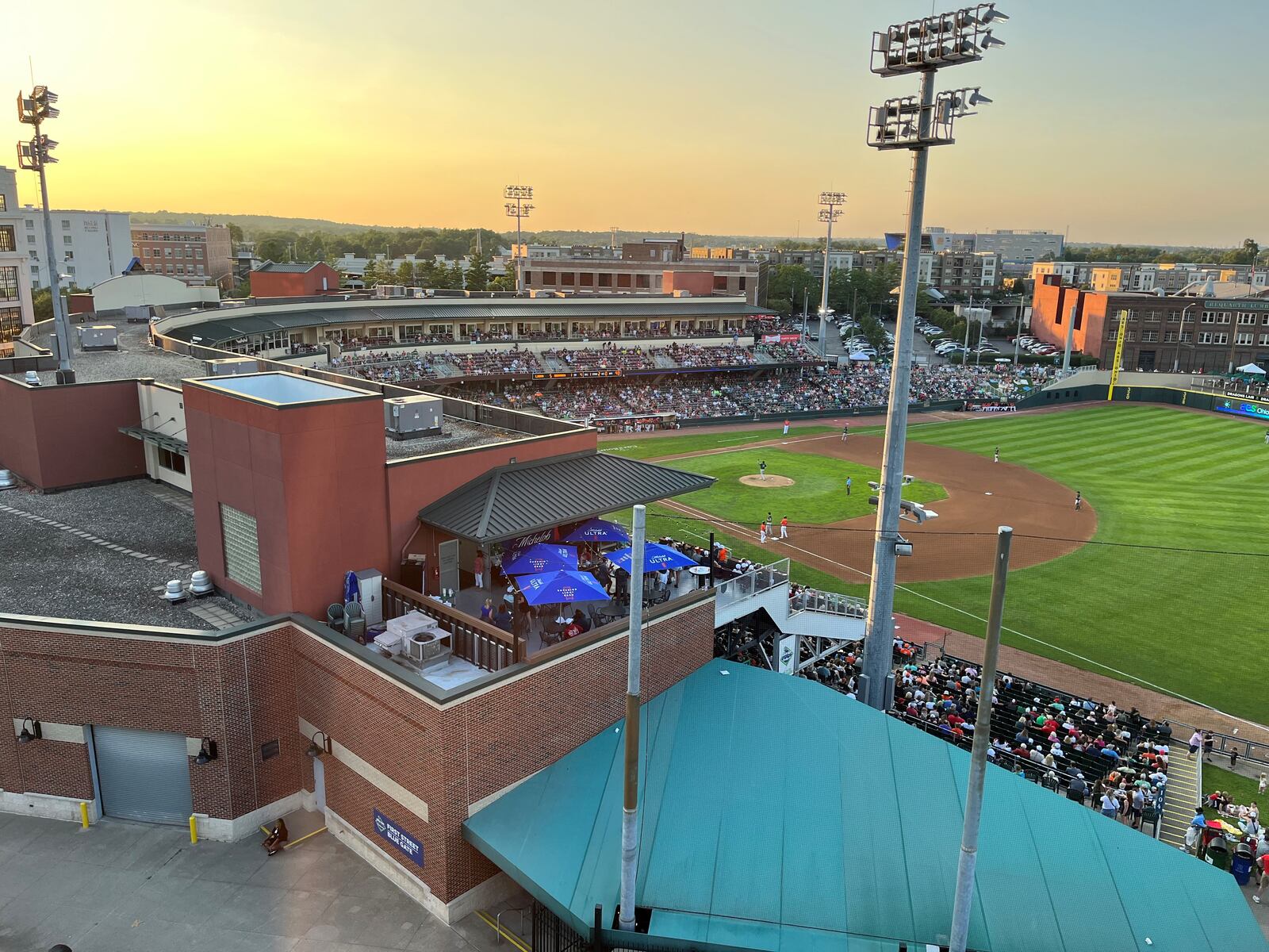 The Dayton Dragons play at Day Air Ballpark earlier this month. CORNELIUS FROLIK / STAFF