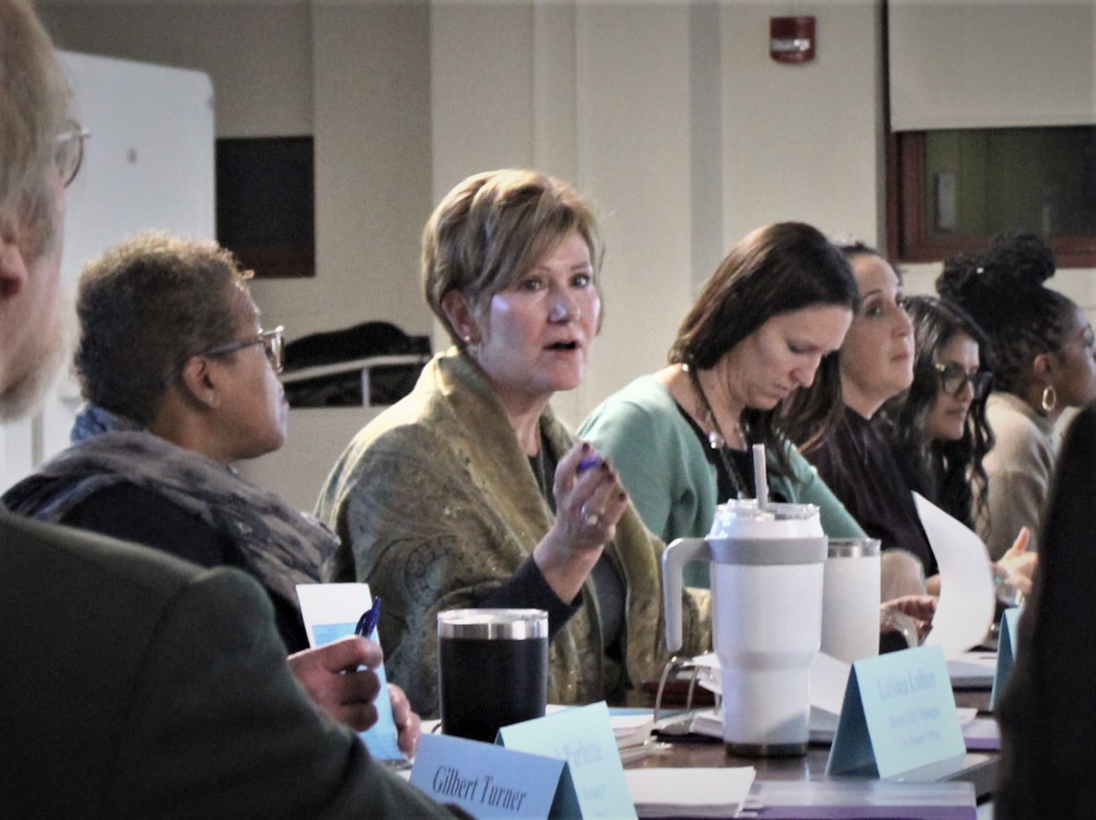 Dayton City Manager Shelley Dickstein talks during a presentation highlighting her 2023 recommended budget. Also pictured are Monica Jones, Dayton's director of procurement, management and budget, and Deputy City Manager LaShea Lofton. CORNELIUS FROLIK / STAFF