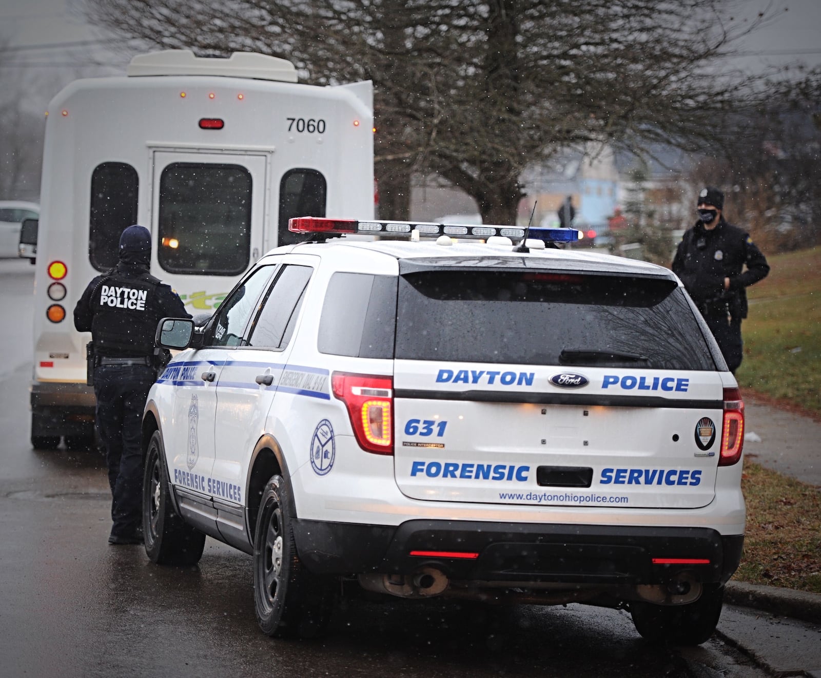 Police investigating after caller reports a person being shot on an RTA bus in Dayton on January 5, 2021.