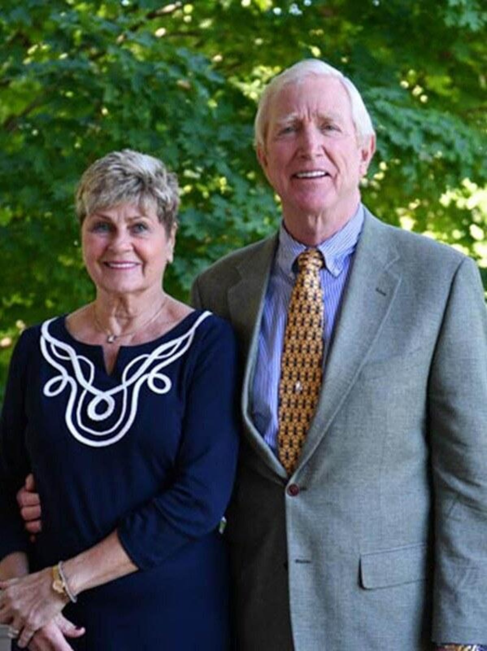 Humpries (R) with his wife Marilyn on the grounds of 10 Wilmington Place