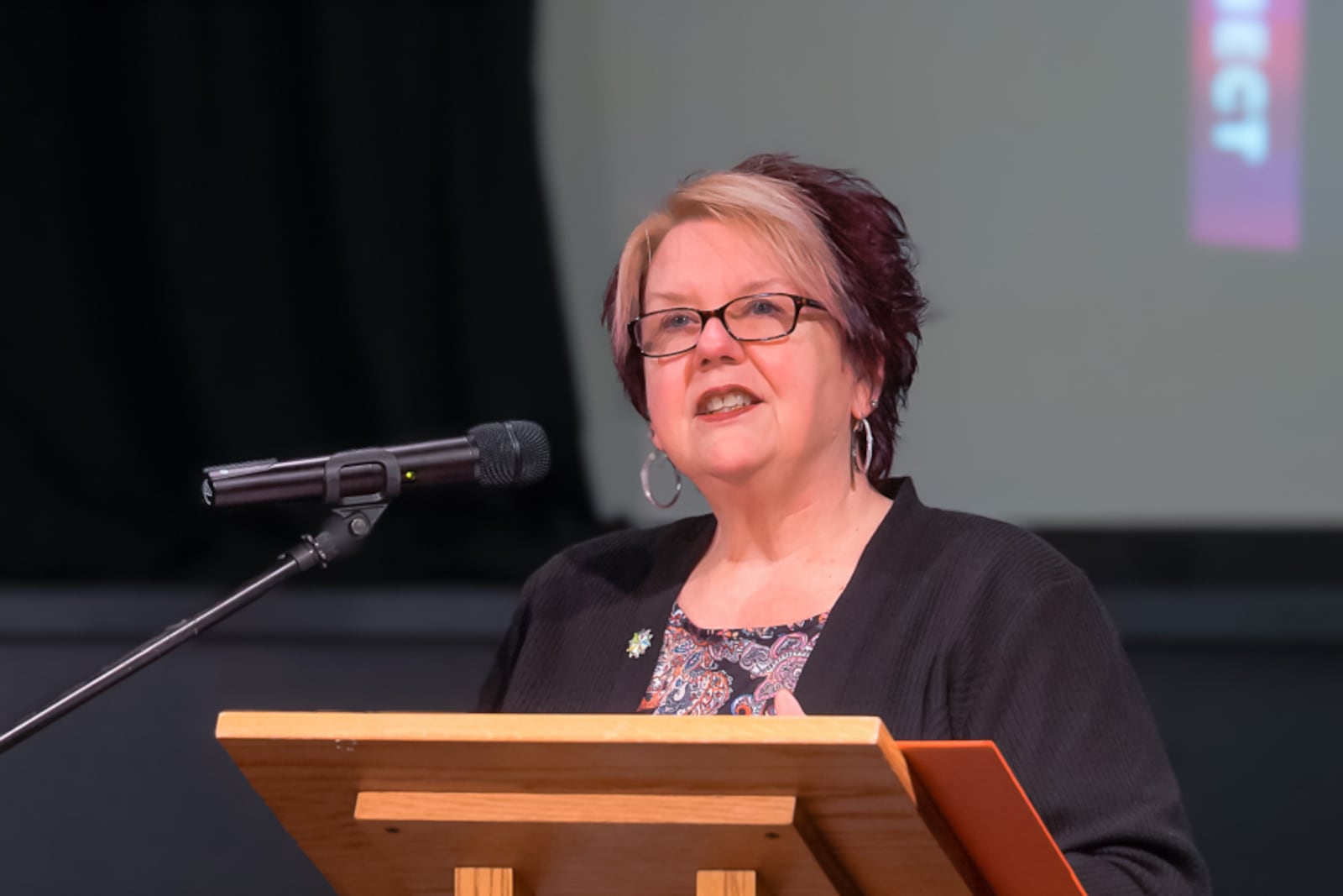 Donna Collins, executive director of the Ohio Arts Council, delivers the keynote address at the EPIC Inspires arts symposium. Photo credit: @ScottyDfoto