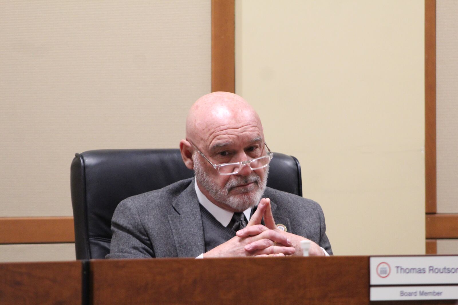 Thomas A. Routsong, a member of the Montgomery County Board of Elections, at a reconsideration hearing on Friday, March 24, 2023. CORNELIUS FROLIK / STAFF