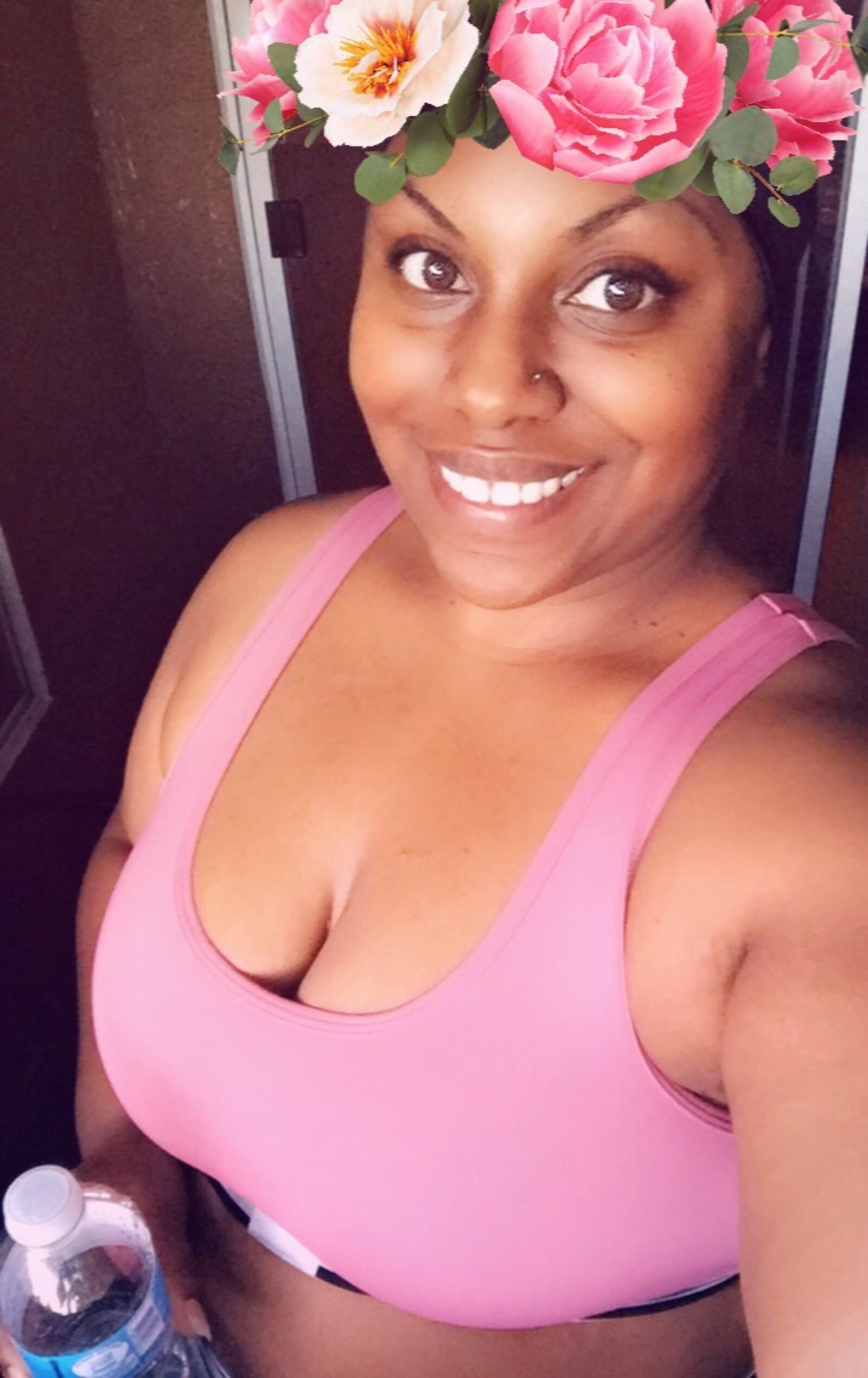 Kettering Zumba instructor Yvette "Diva" Williams teaches her classes ever evening on Facebook Live.  Pictured: student Jeannette Frye  in Las Vegas.