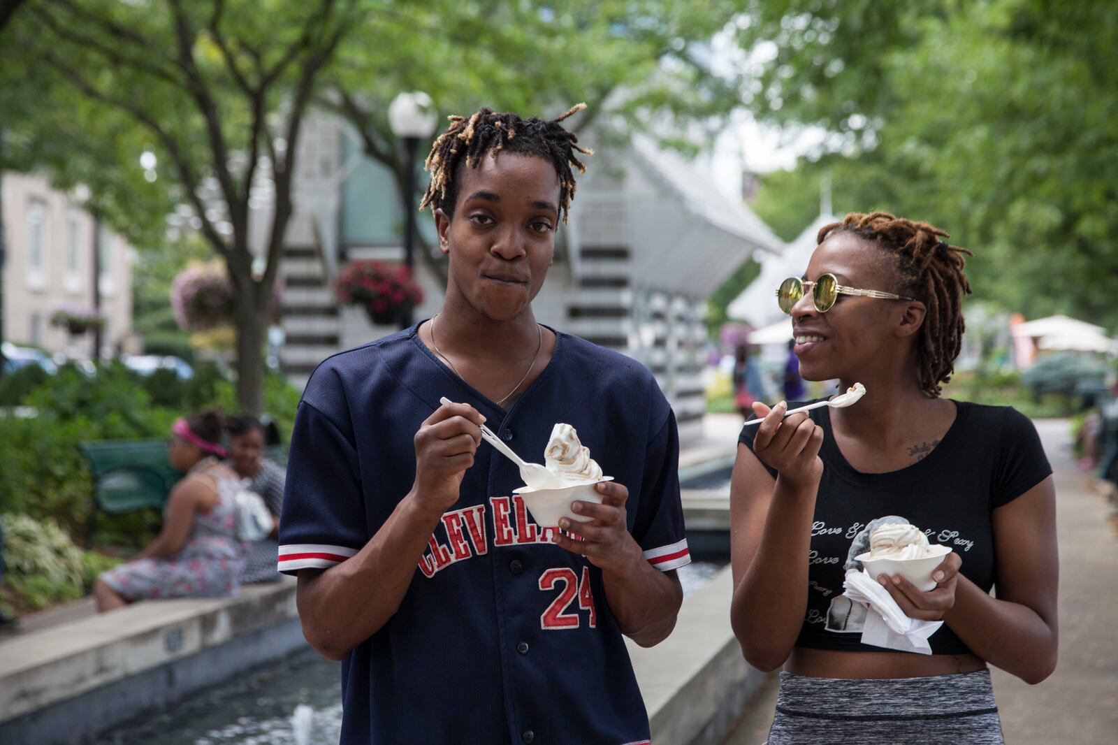 Guests enjoying ice cream at RiverScape MetroPark.