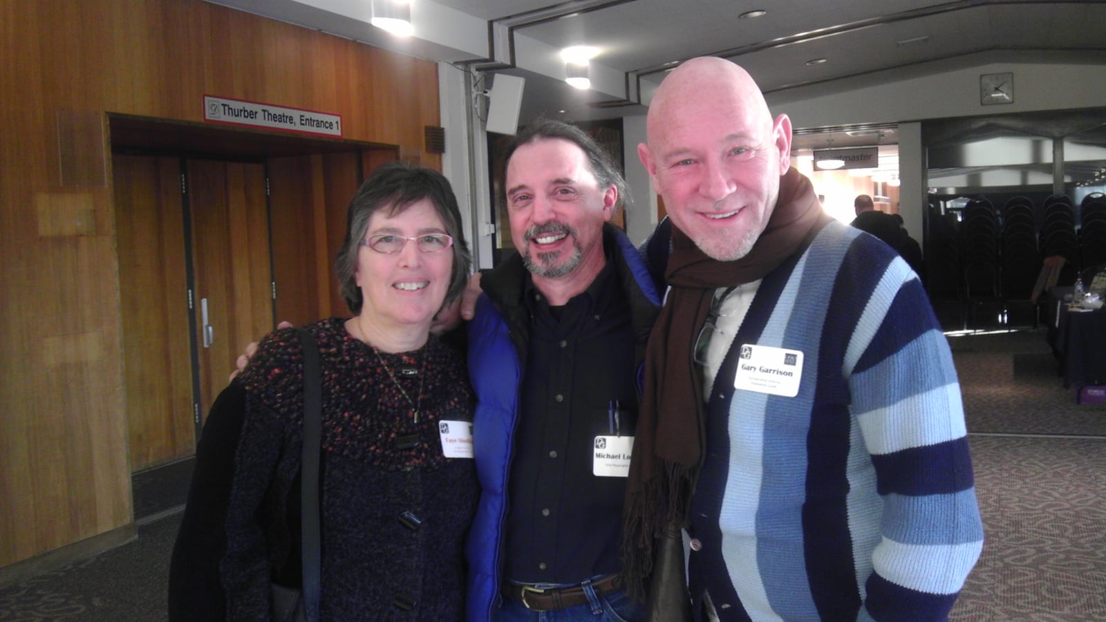 Michael London (center) is pictured with Cleveland playwright Faye Sholiton and Dramatists Guild director Gary Garrison. CONTRIBUTED PHOTO