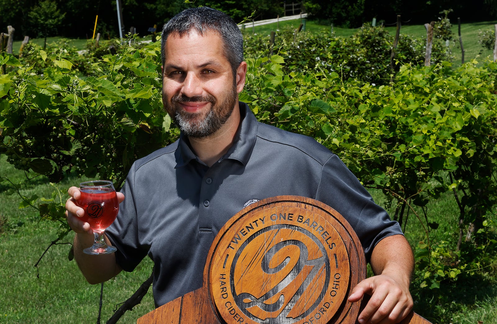 Shaun Pierce, Co-Founder of Twenty One Barrels Hard Cider & Wine in Bradford. Twenty One Barrels Hard Cider & Wine won Best Patio Dining and Best Winery in the Best of Dayton contest. MARSHALL GORBY\STAFF