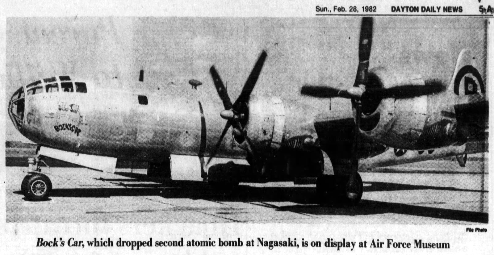 Feb. 28, 1982: 'I don't want it' Enola Gay bombs out with Air Force Museum director. DAYTON DAILY NEWS ARCHIVES