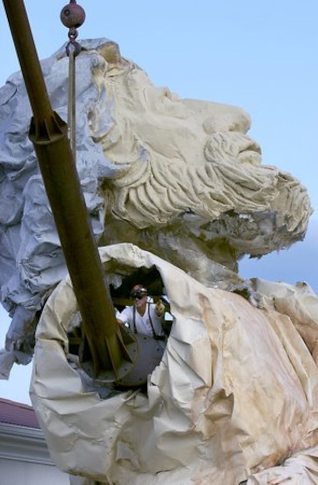 'Touchdown Jesus' statue in photos