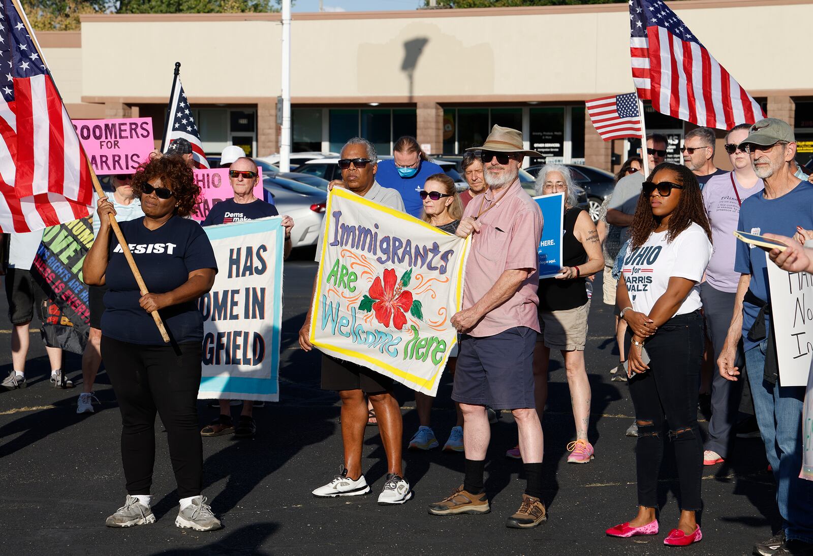 A Peace Rally was held at the Clark County Democratic Party on Park Road in Springfield Wednesday, Sept. 18, 2024. BILL LACKEY/STAFF