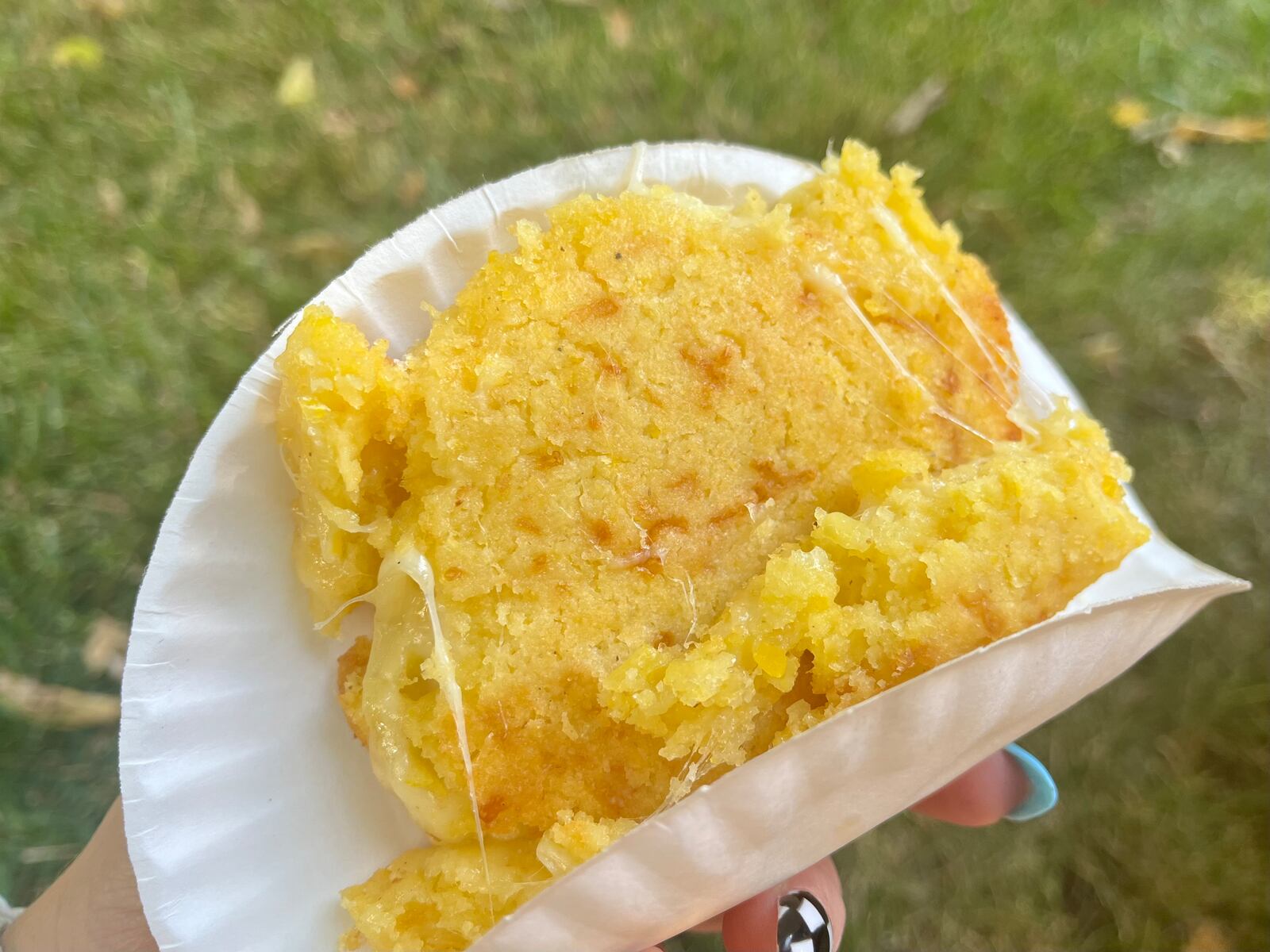 An arepa from El Meson's food truck. NATALIE JONES/STAFF