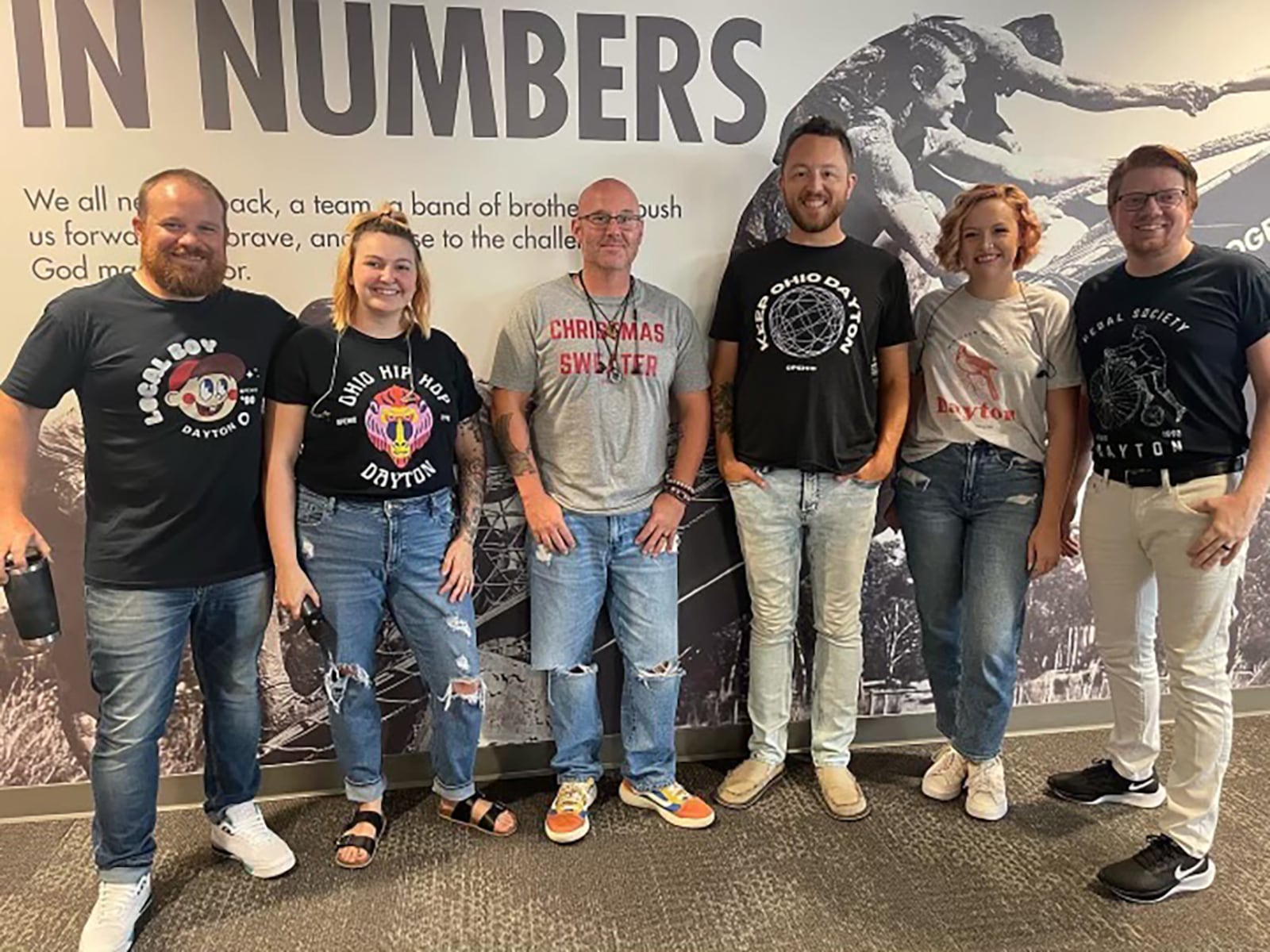 Kennon is also on the worship team for The Fearless Church in Centerville. The team, wearing Opehio shirts, are from left: Corey Chadrick, Meredith Hoblit, Nigel Price, Kennon, Emma Salchak, Sam Salchak. CONTRIBUTED