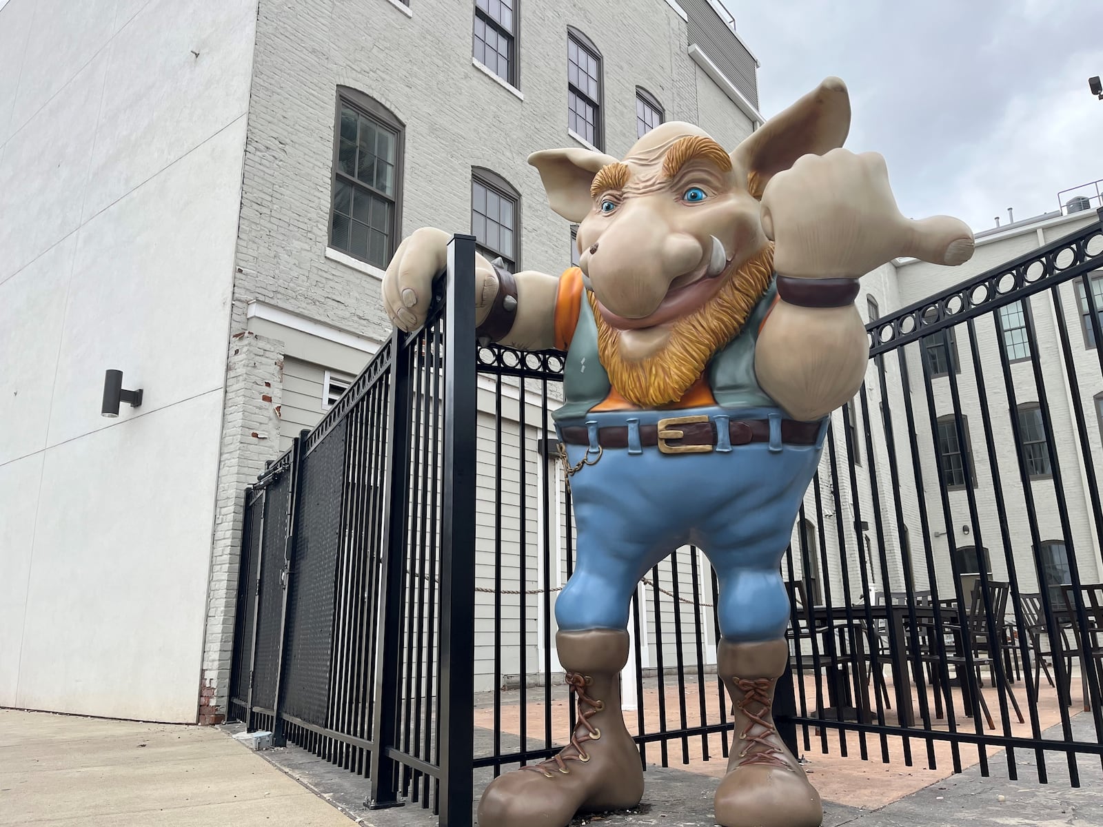 The giant troll welcomes visitors to the Troll Pub at the Wheelhouse at 216 Wayne Ave. near the Oregon District. CORNELIUS FROLIK / STAFF