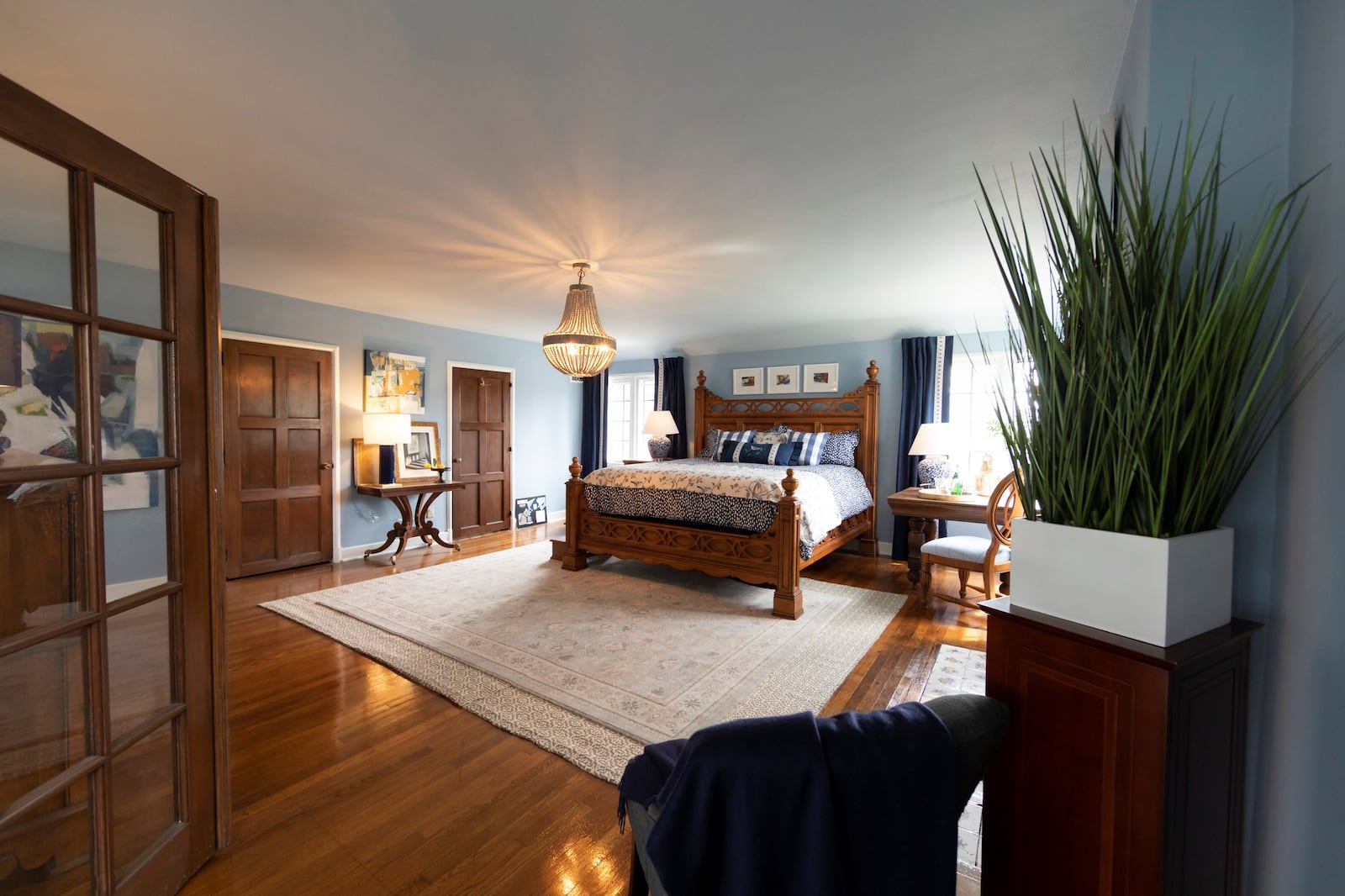 The master bedroom in Leland Manor, a 23-room mansion that is featured in this year’s Designers’ Show House and Gardens, open May 2 through May 19. CONTRIBUTED/ANDY SNOW